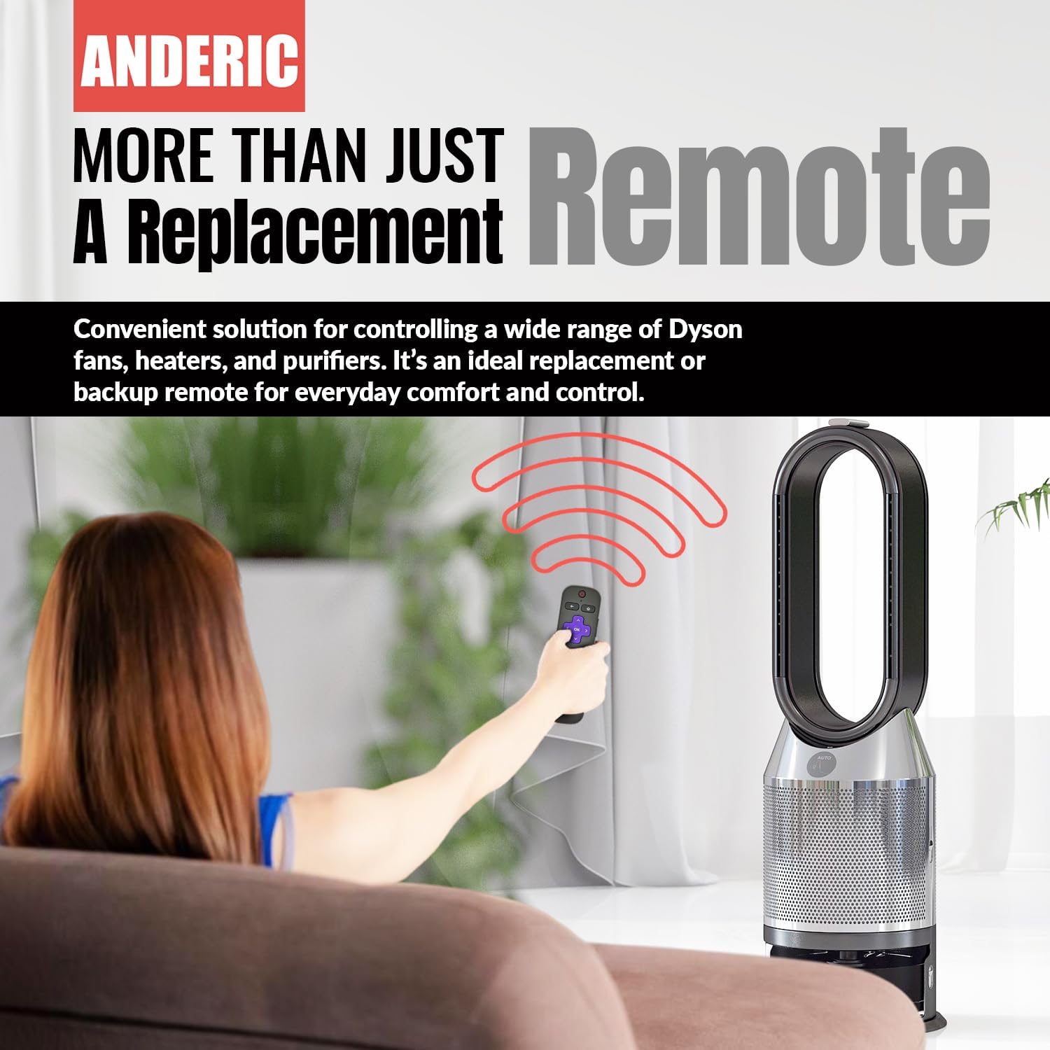 Anderic RRDYS01.2 Universal Remote Control with Learning for Dyson Fans | HP00 HP01 AM02 AM03 AM07 AM08 AM09 DP01 DP03 TP02 TP03 and More