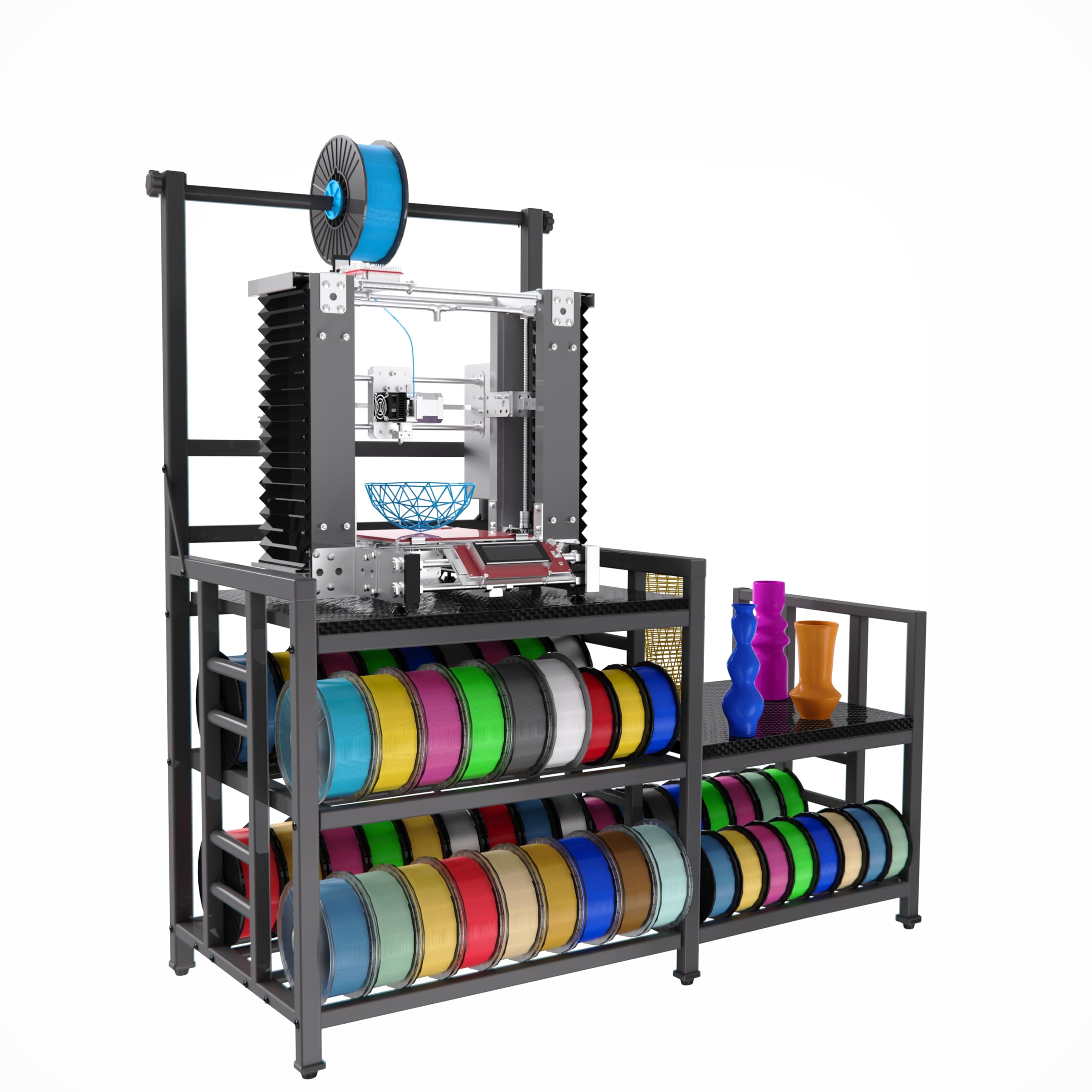 Milefa Reinforced 3D Printer Stand Heavy-Duty 3D Printer Filament Storage Stand, Rolling Stable Spool Organizer Rack For Pla/Abs