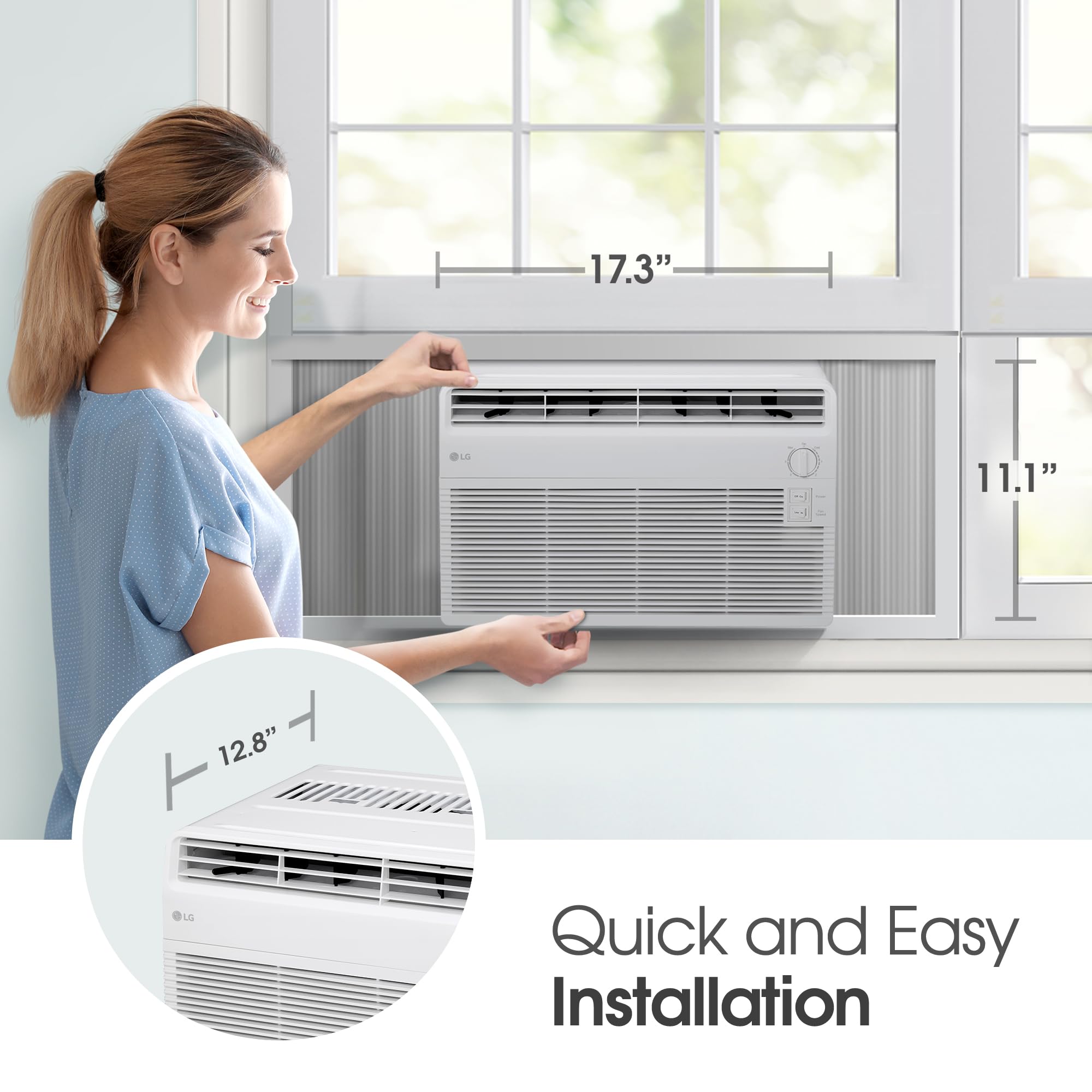 Lg Lw5024X Window Air Conditioner, For Small Room (150 Sq.Ft), Quiet Operation, 115V, 5,000 Btu, White
