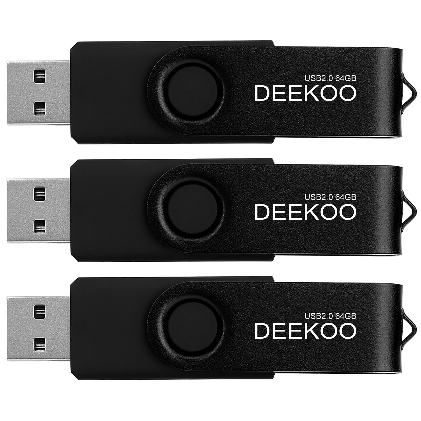 Deekoo Flash Drive 64Gb Thumb Drives Memory Sticks Jump Drive 3Pack 64Gb Usb 2.0 Flash Drives 3Pcs Black