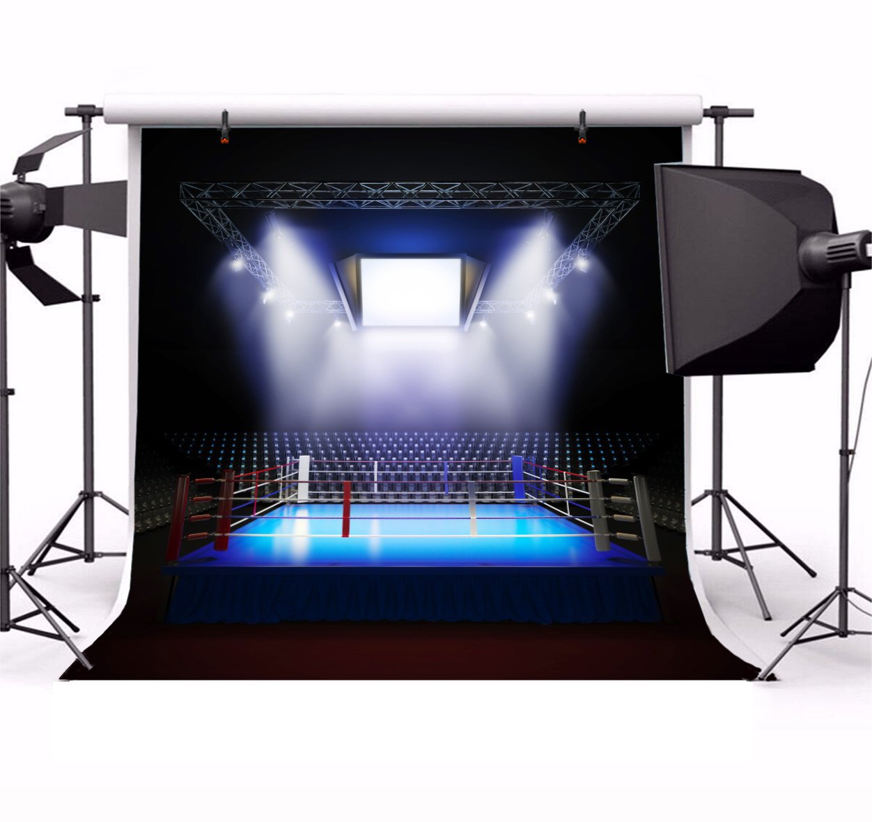 Lfeey 6X6Ft Vinyl Boxing Backdrop For Photography Empty Professional Lighting Boxing Ring Void Squared Circle Prize Ring Arena B