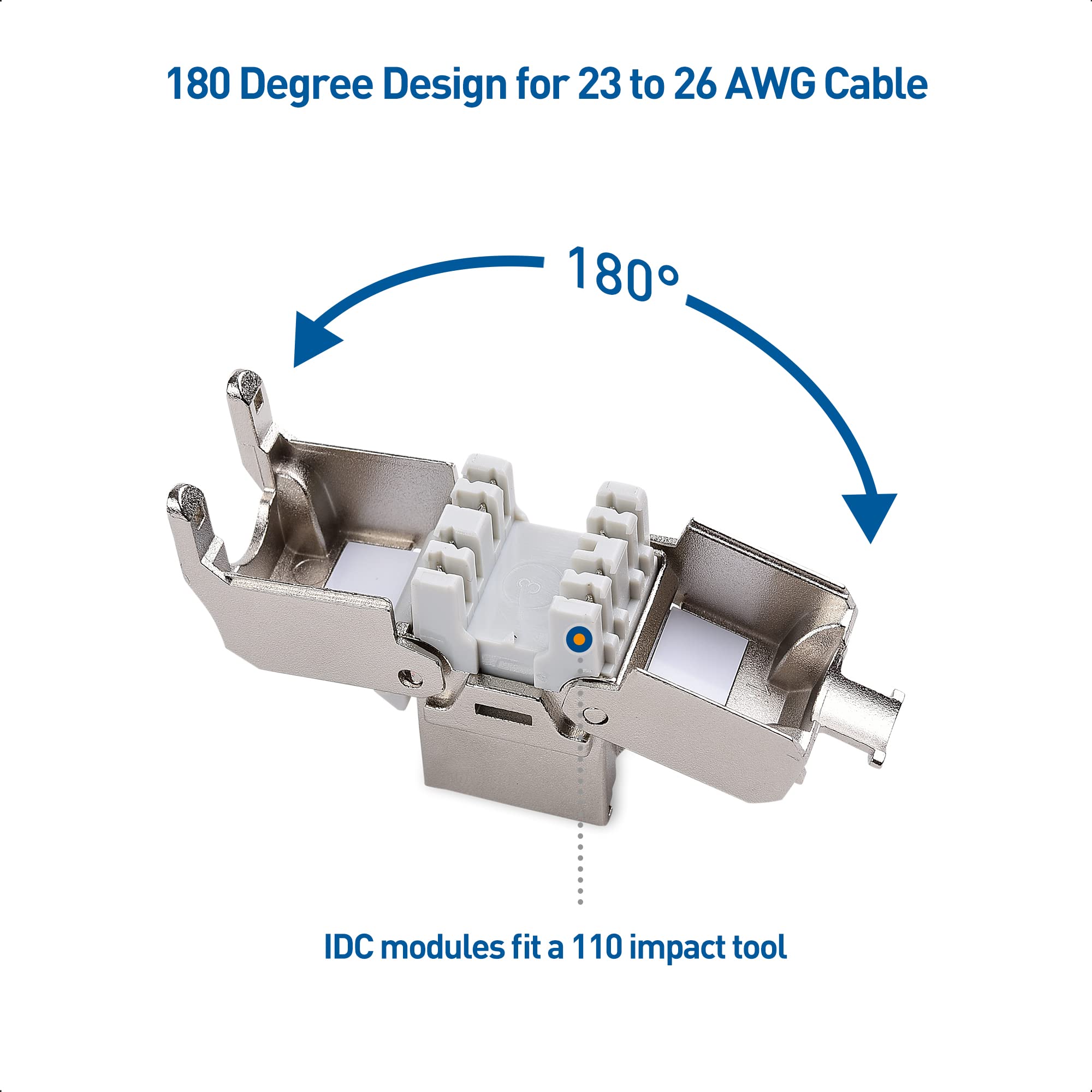 Cable Matters UL Listed 10Gbps 12 Pack RJ45 Shielded Cat6A / Cat6 Keystone Jack with Integrated Shutter