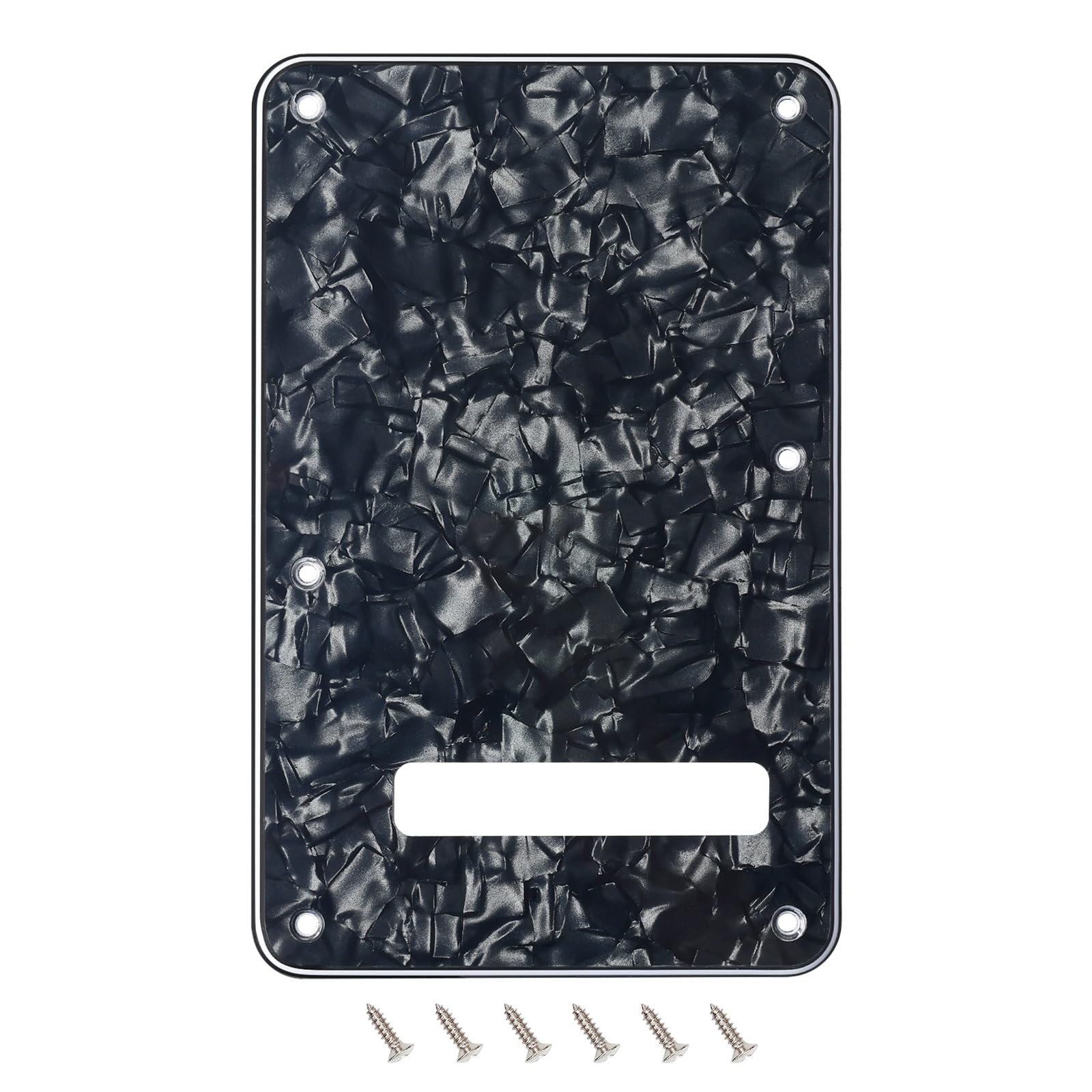 Banworks Electric Guitar 4 Ply Backplate 6-Hole Trem Tremolo Cover for USA/Mexican Fender Standard Strat ST JT/HGB-01 Black Pear