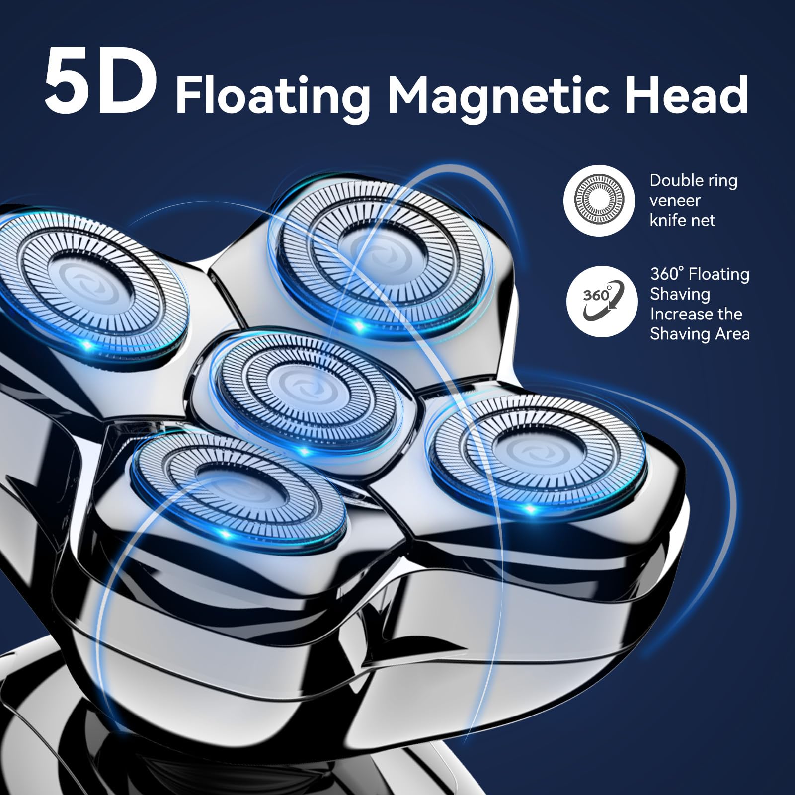 5D Head Shaver Replacement Head, Compatible For Maxgroom Head Shaver Jk 1800