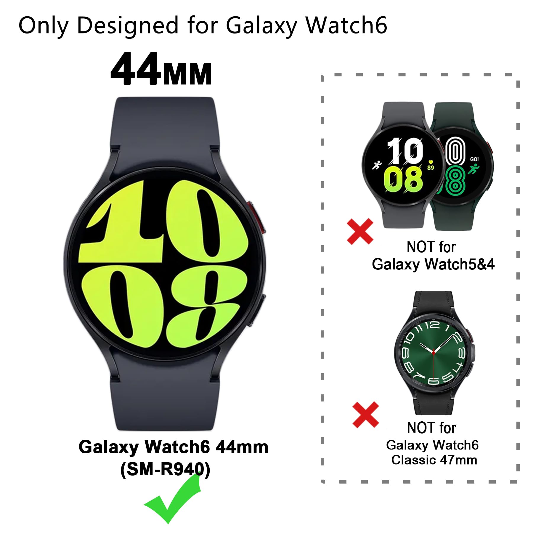 6 Pack Bling Watch Screen Protector For Samsung Galaxy Watch6 44Mm, Glitter Case Tpu Soft Cover Full Protection With Crystal Rhi