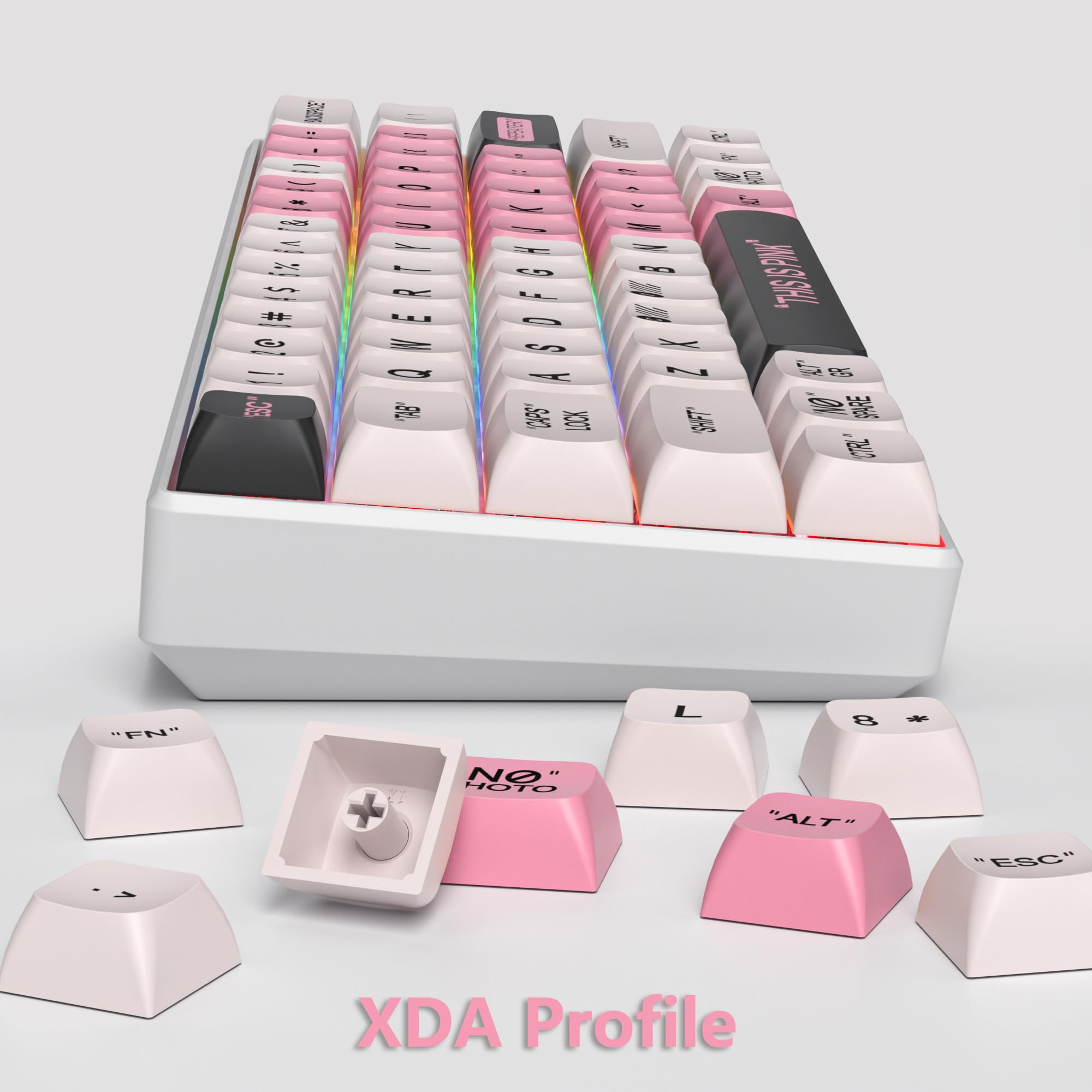 Fogruaden Pbt Pink Plastic Keycaps Dye Sublimation Cute Keycaps, Xda Profile, 144 Keys Keycaps Set For Cherry Gateron Mx Switche