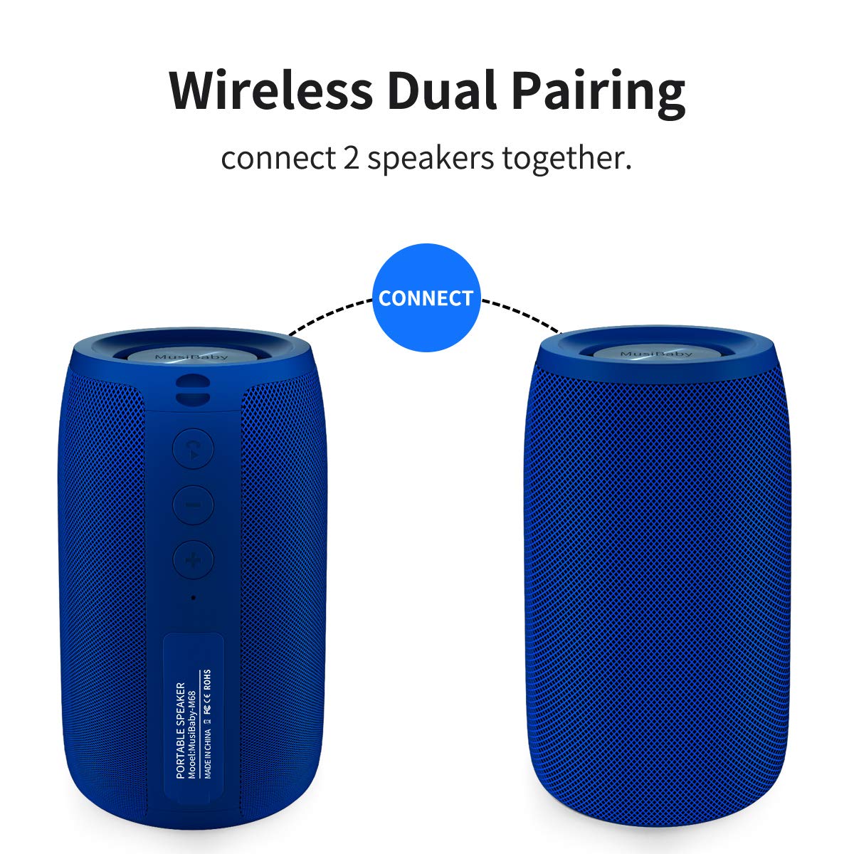Bluetooth Speaker,Musibaby Speaker,Outdoor, Portable,Waterproof, Speakers Bluetooth Wireless,Dual Pairing, Bluetooth 5.0,Loud Stereo,Booming Bass,1500 Mins Playtime For Home&Party Speaker Gifts(Blue)