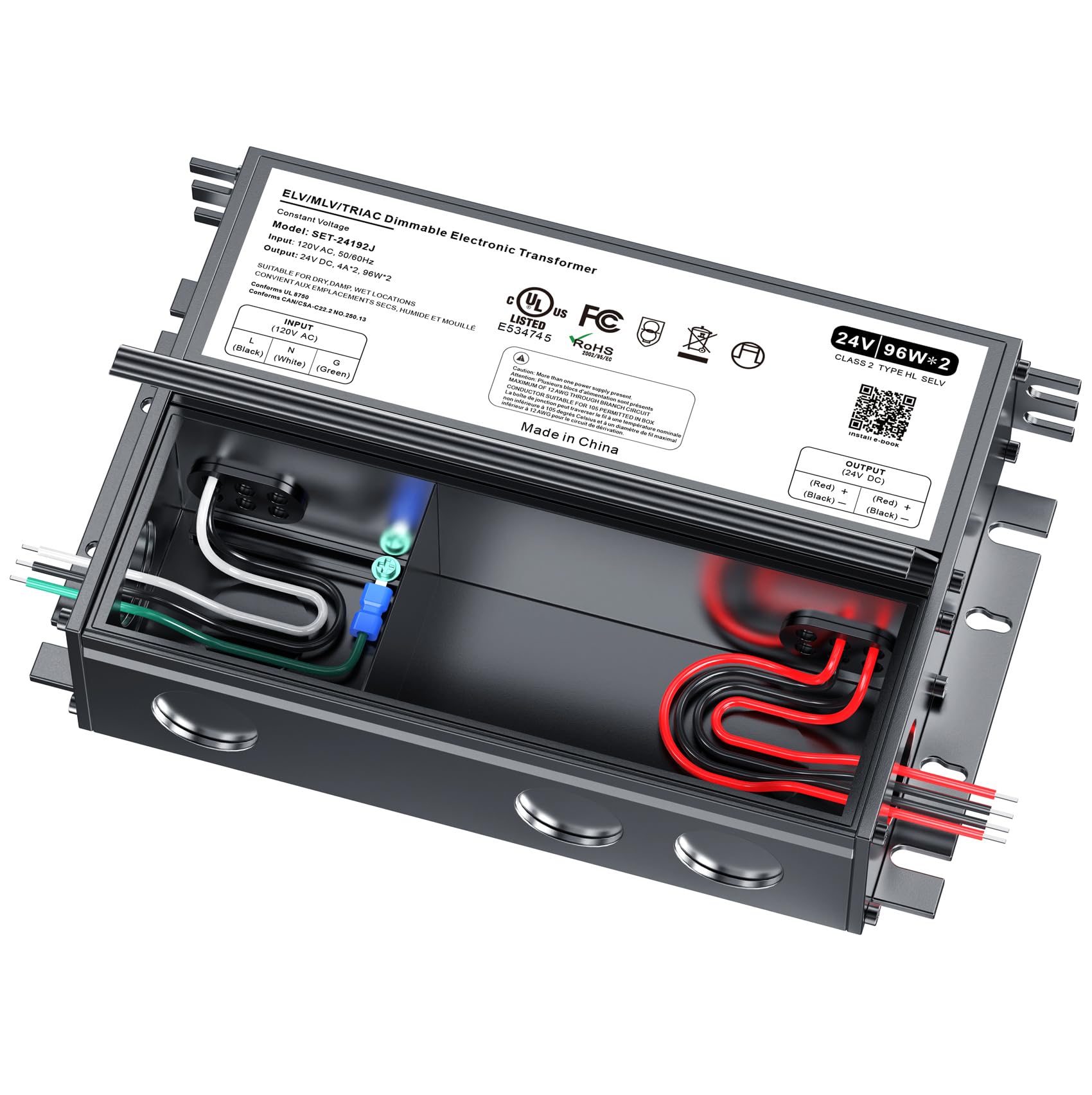 24V Dimmable Led Driver, 192W Triac Elv/Mlv Led Transformer Compatible With Lutron&Leviton Switches, Dimmable Led Power Supply 1