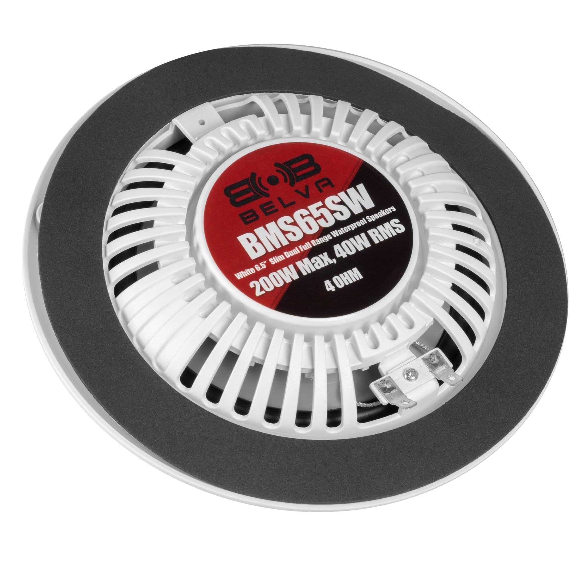 Belva Bms65Sb 400W Peak (80W Rms) 6.5' Shallow Mount 2 Way Black Coaxial Marine Speakers For Boats/Atv/Utv/Sxs/Powersport