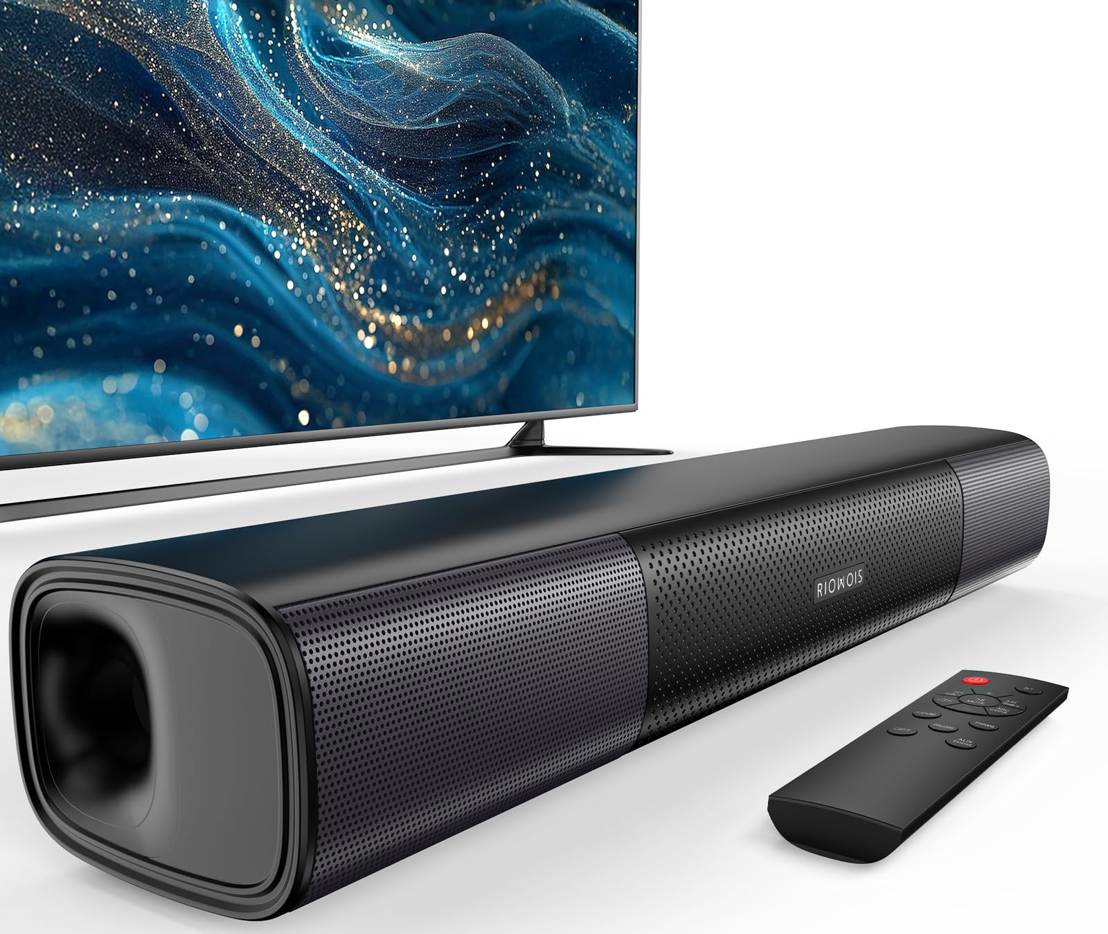 Riowois Sound Bar For Smart Tv, Bass Boost And Crisp Vocals,Bluetooth Soundbar For Tv/Pc/Gaming/Projectors,Optical/Aux/Wall Moun