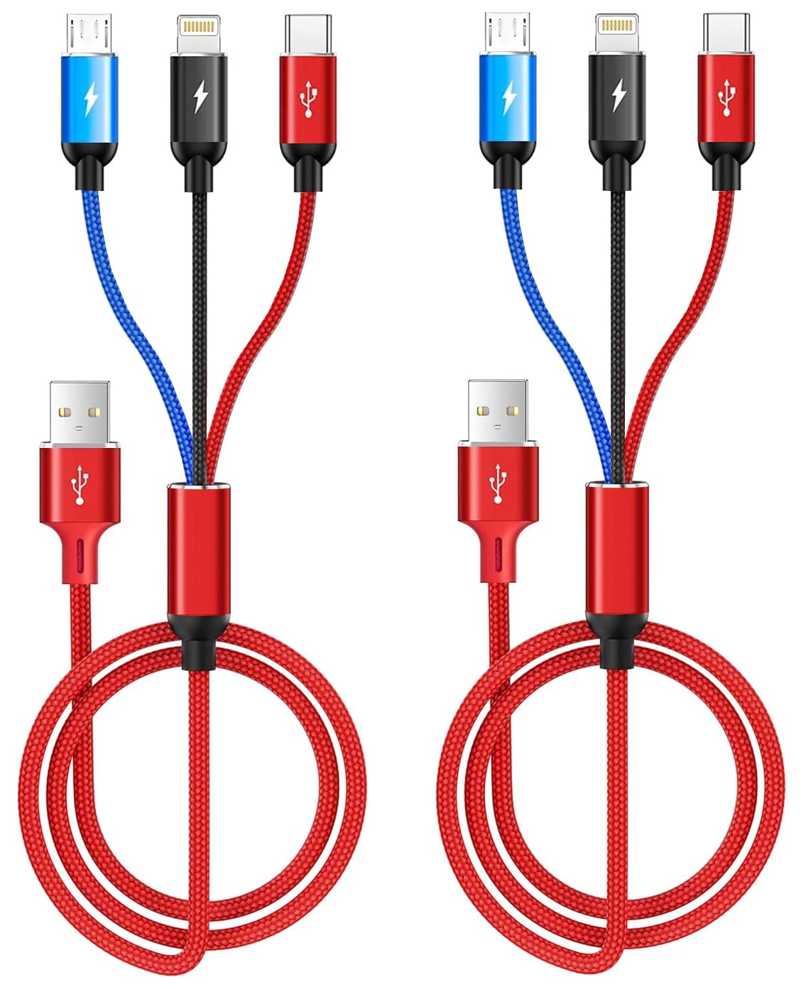 Multi Charger Cable, Fast Multi Charging Cord 3 In 1 Nylon Braided Multiple Usb Universal Charging Cable For Type C, Micro Usb, Cell Phones/Ip/Samsung Galaxy/Ps/Lg/Huawei/Kindle