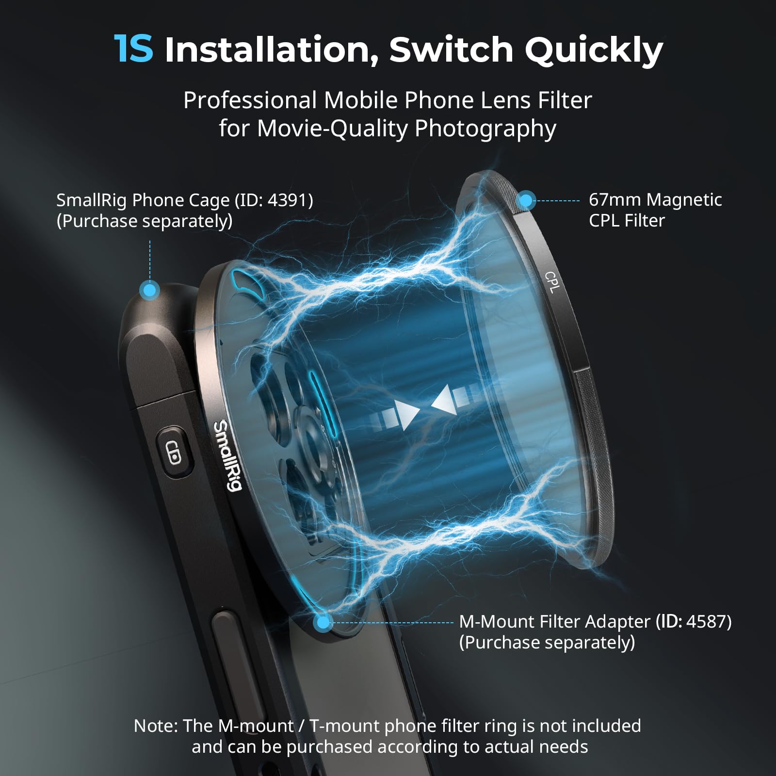Smallrig 67Mm Magnetic Circular Polarizers Filter + 67Mm Threaded Filter Ring, Hd Optical Glass 28 Layer Multi Nano Coated Circu