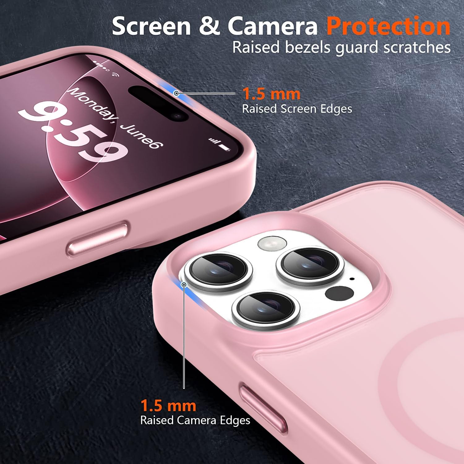 Mocca Strong Magnetic For Iphone 16 Pro Phone Case, [Compatible With Magsafe][16Ft Mil Grade Drop Protection] Slim Thin Transluc