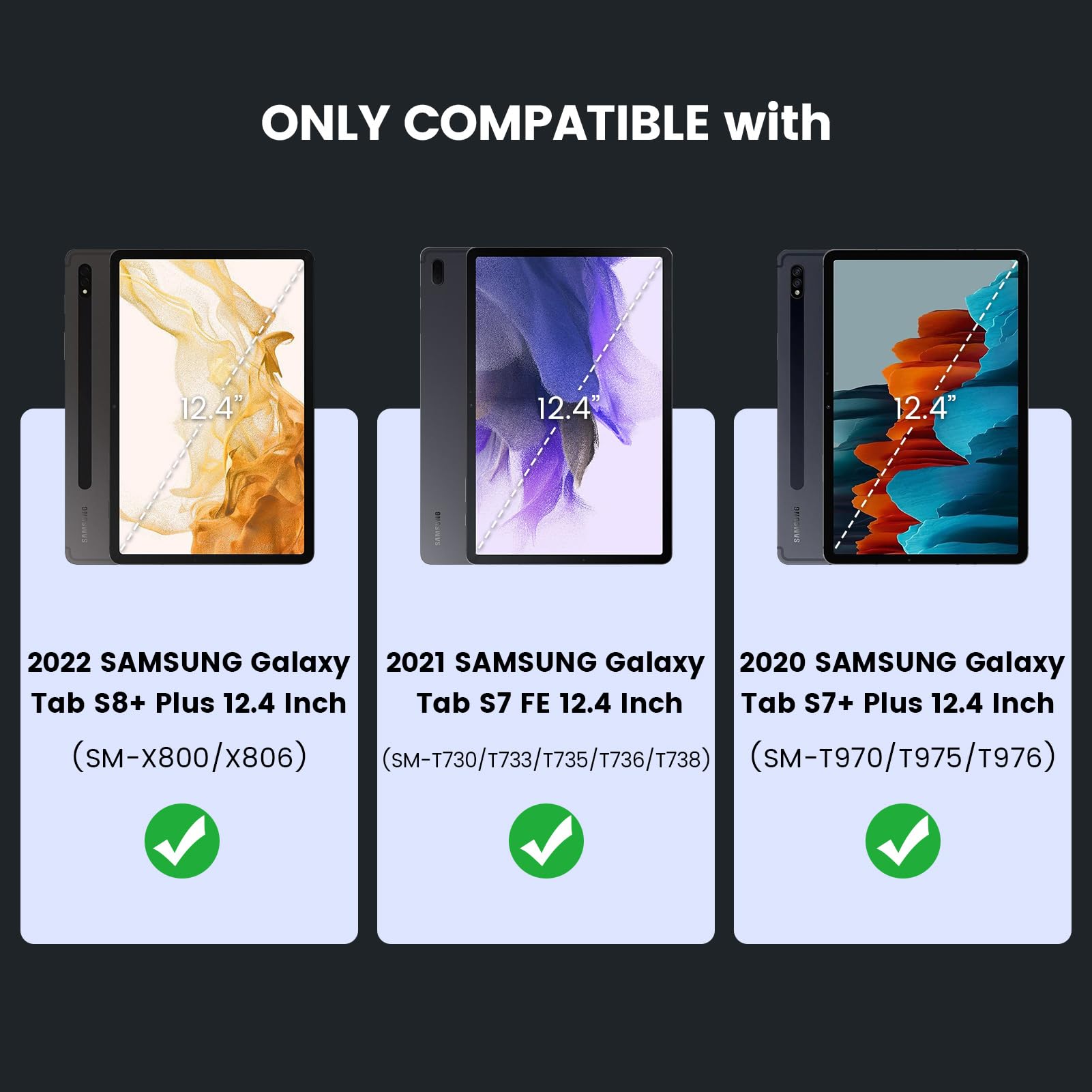 Nillkin For Samsung Galaxy S7 Fe/ S7+ Plus/ S8+ Plus 12.4 Inch Keyboard Case,7 Backlight Colors, Magic Trackpad,S Pen Holder,Sli