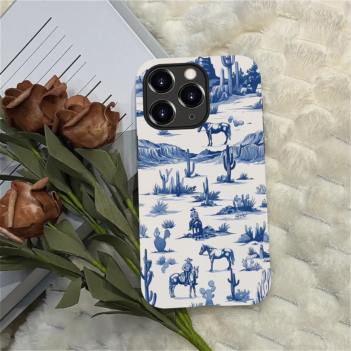 Fkbrcl4U For Iphone 11 Pro Max Case, Hybrid 2-Layer Silicone Protective Matte Case For Girl Women Western Cowboy Horse Cow Deser