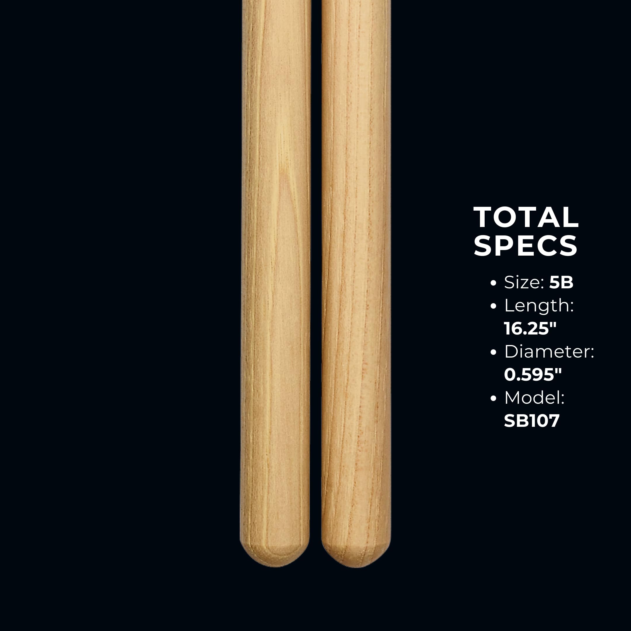 Meinl Stick & Brush Drumsticks, Hybrid 5B Half Brick (6 Pairs, 5 Plus 1 Free)  American Hickory With Acorn/Barrel Shape Wood Tip