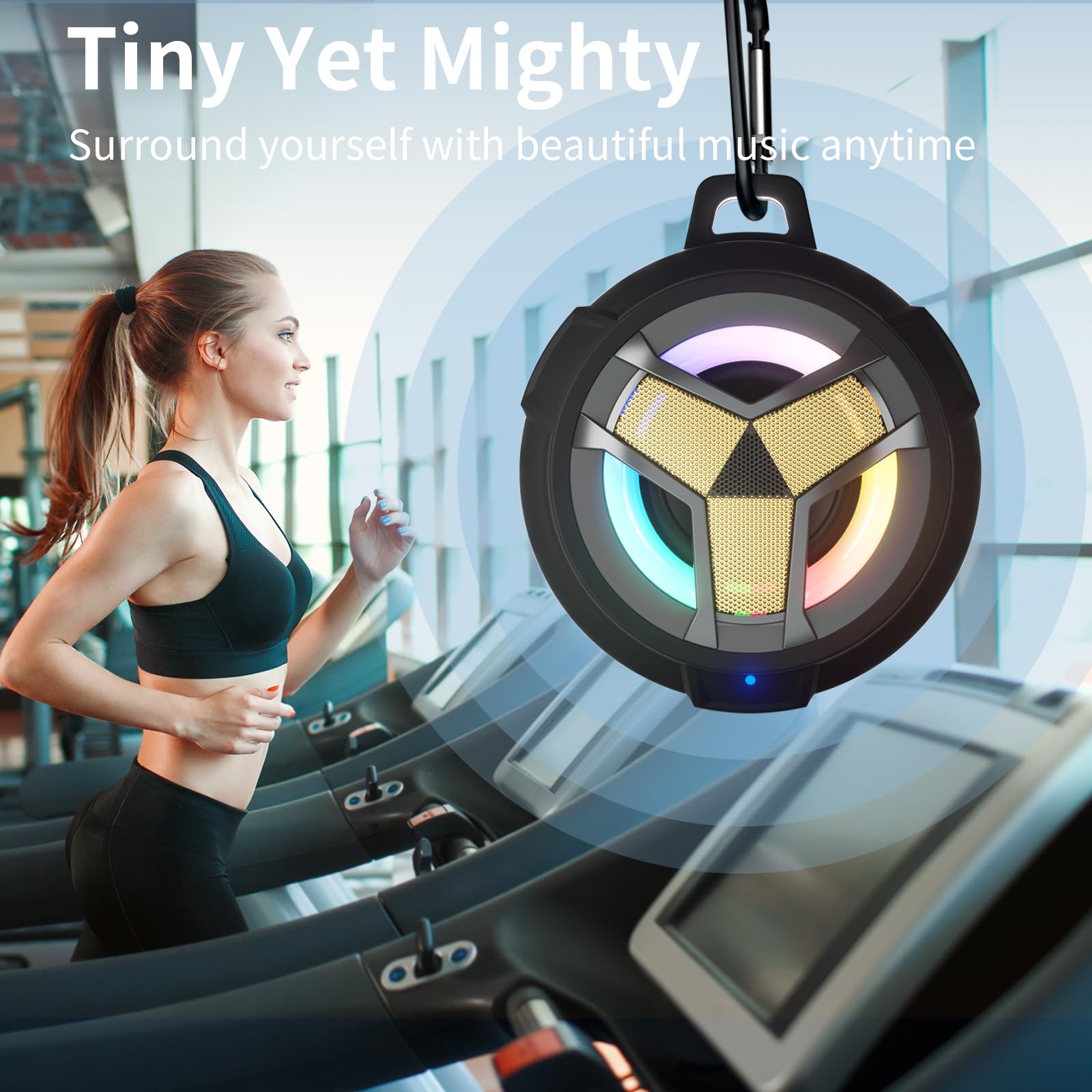 Eboda Waterproof Bluetooth Speaker, Shower Wireless Speaker, Ip67 Waterproof, Led Light, Floating, Portable Speakers For Travel, Pool, Beach, Kayak, Gifts For Men Black Golden Special Edition