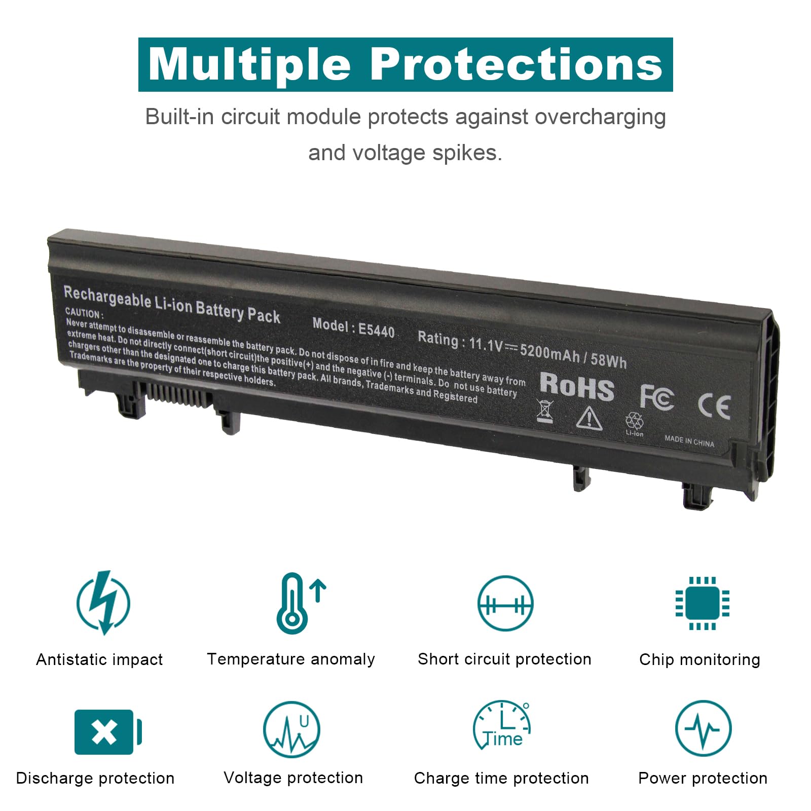 Asuncell Laptop Battery For Dell Latitude E5440 E5540 Battery Type Vvonf Vv0Nf N5Yh9 Cxf66 F49Wx 0K8Hc 1N9C0 451 Bbie 11.1V 58Wh