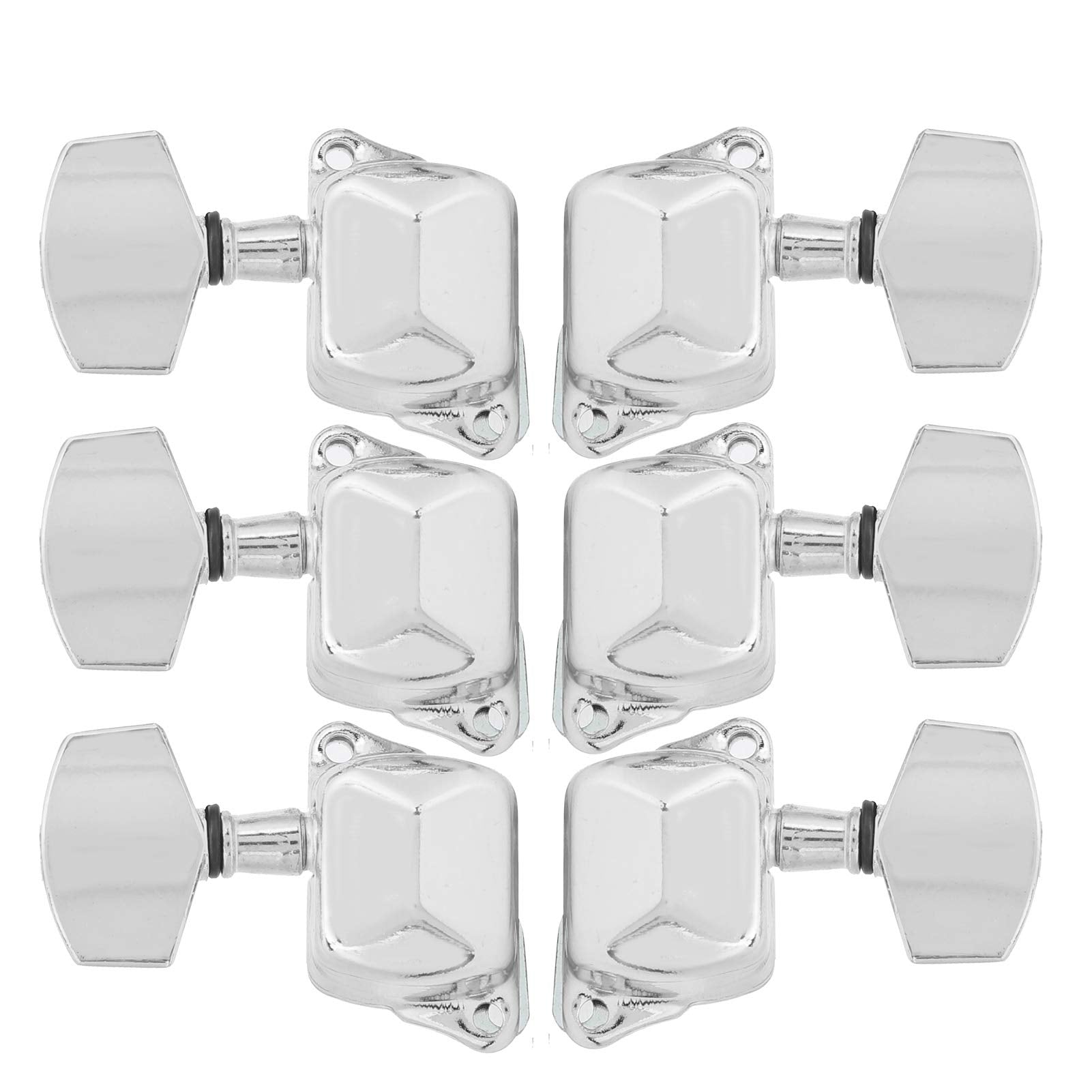 3 Left 3 Right Acoustic Guitar Semiclosed String Tuning Pegs Tuning Keys Machine Heads For Acoustic Guitar(Silver)