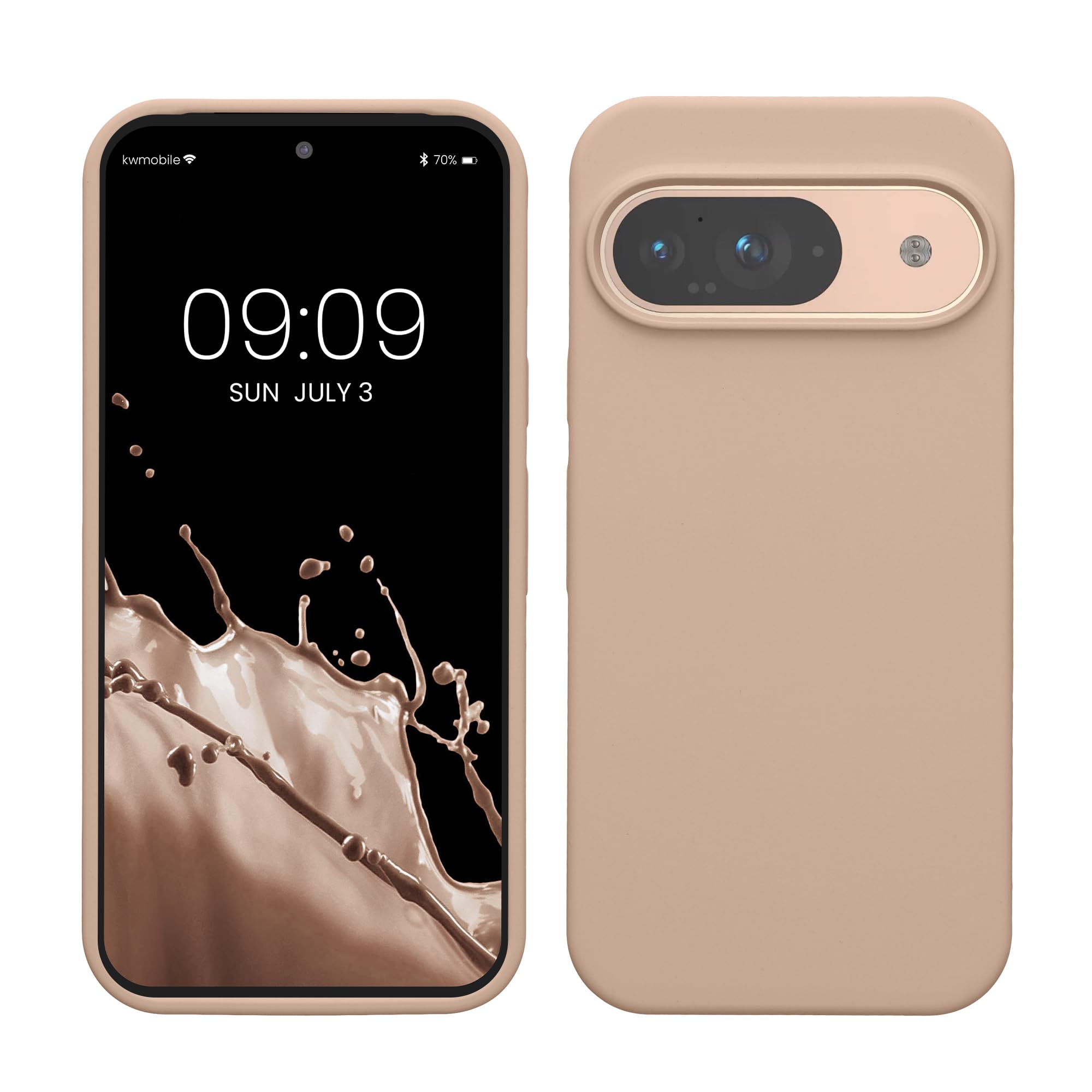 kwmobile Case Compatible with Google Pixel 9 / Pixel 9 Pro Case - TPU Silicone Phone Cover with Soft Finish - Antique Pink Matte