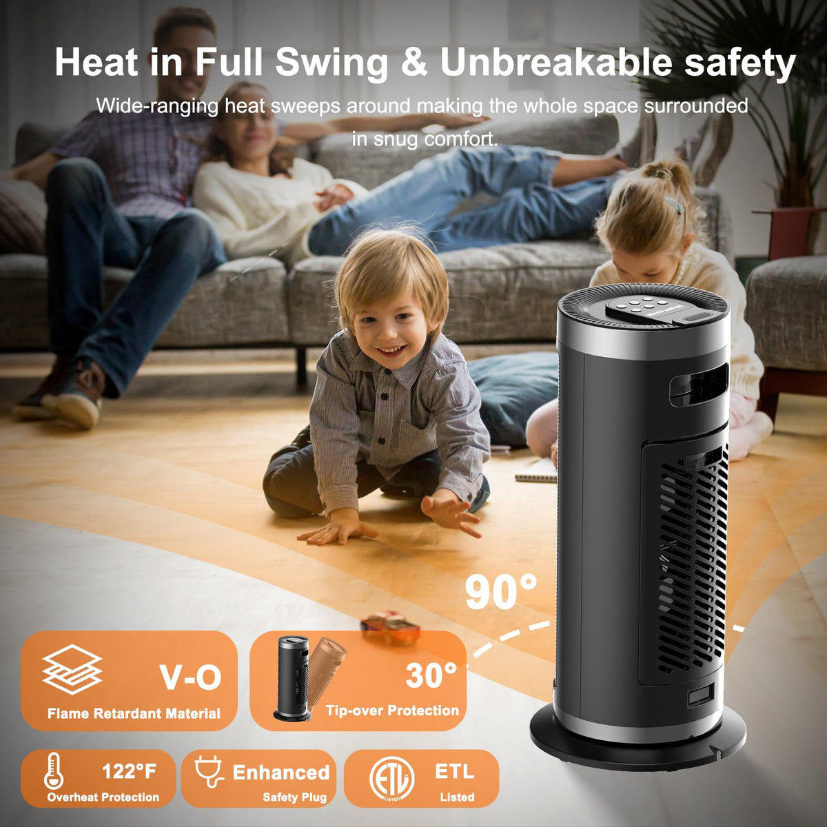Remote Heater System 1500W 16'' Space Heater With Remote Control & Thermostat, Portable Ptc ...