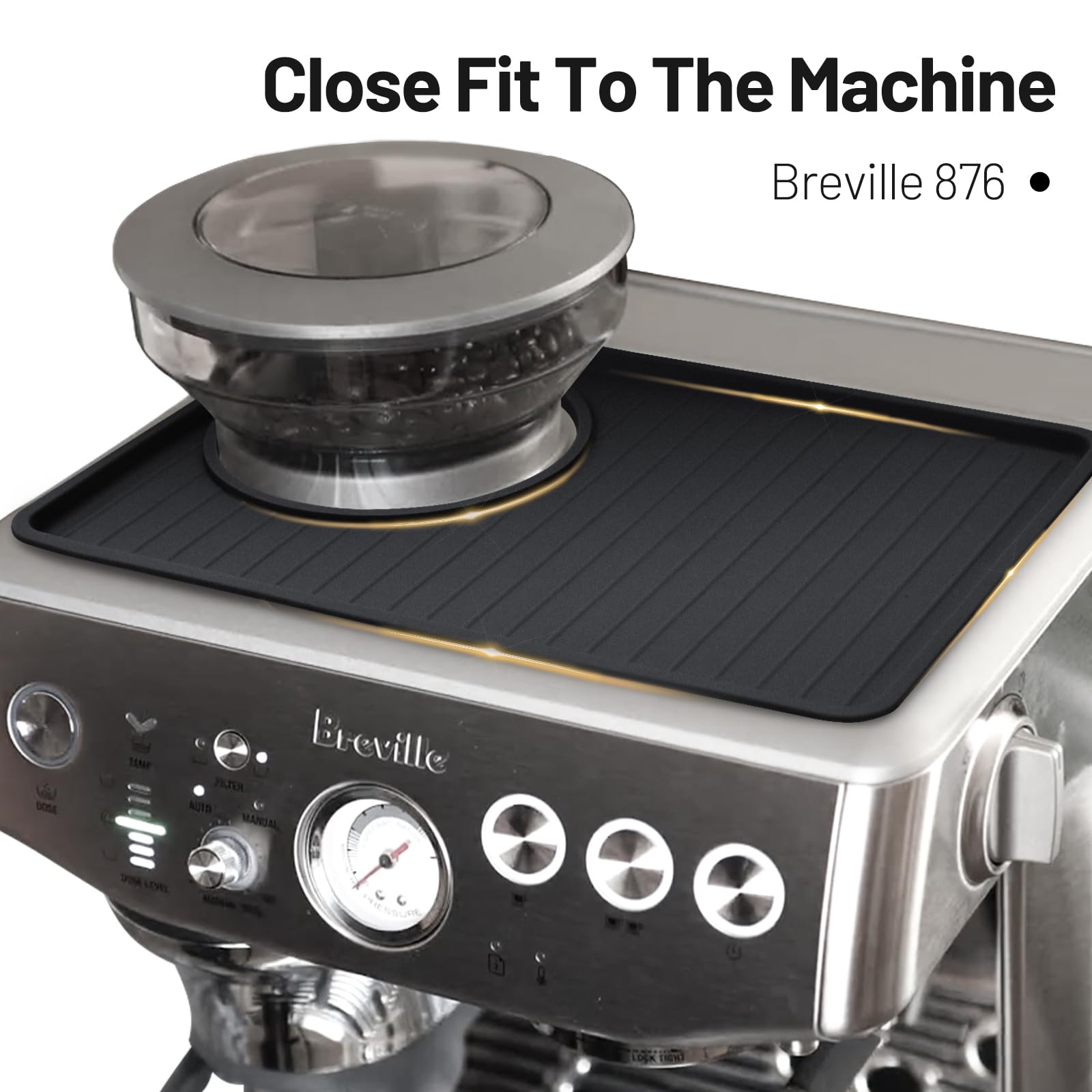 Coffee Mat For Breville 876, Espresso Tamper Mat, Food Grade Silicone Non Slip, 10.83In X 7.48In, Waterproof Heat Resistant, Esp