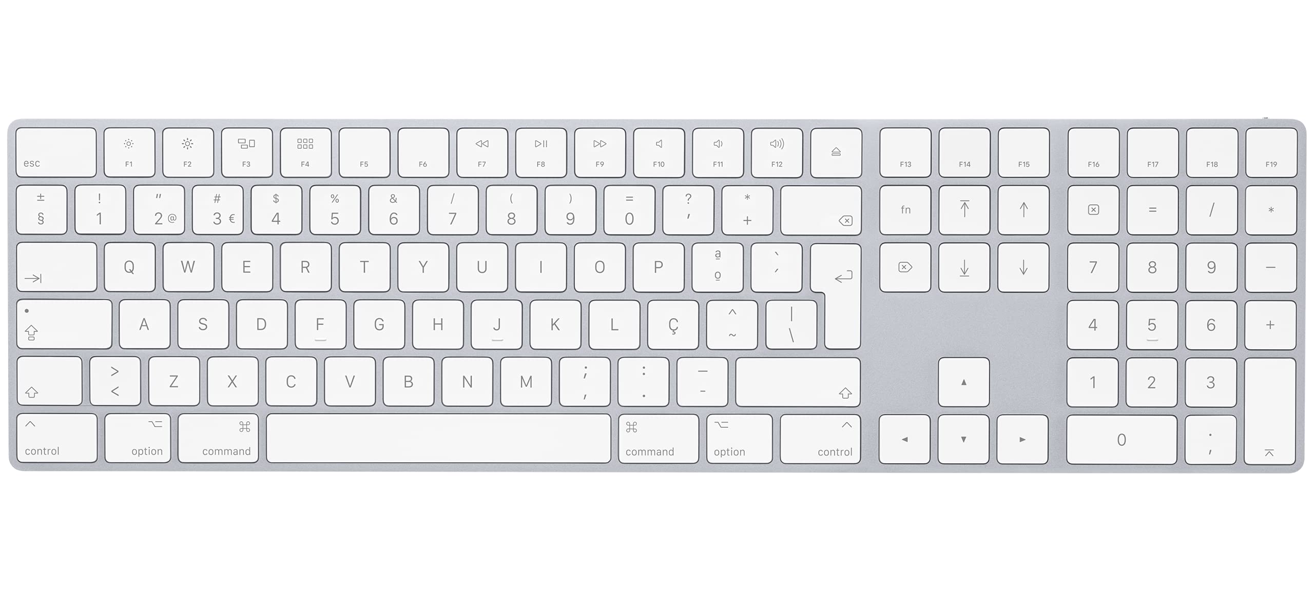 Apple Magic Keyboard with Numeric Keypad: Wireless, Bluetooth, Rechargeable. Works with Mac, iPad, or iPhone; Portuguese - White