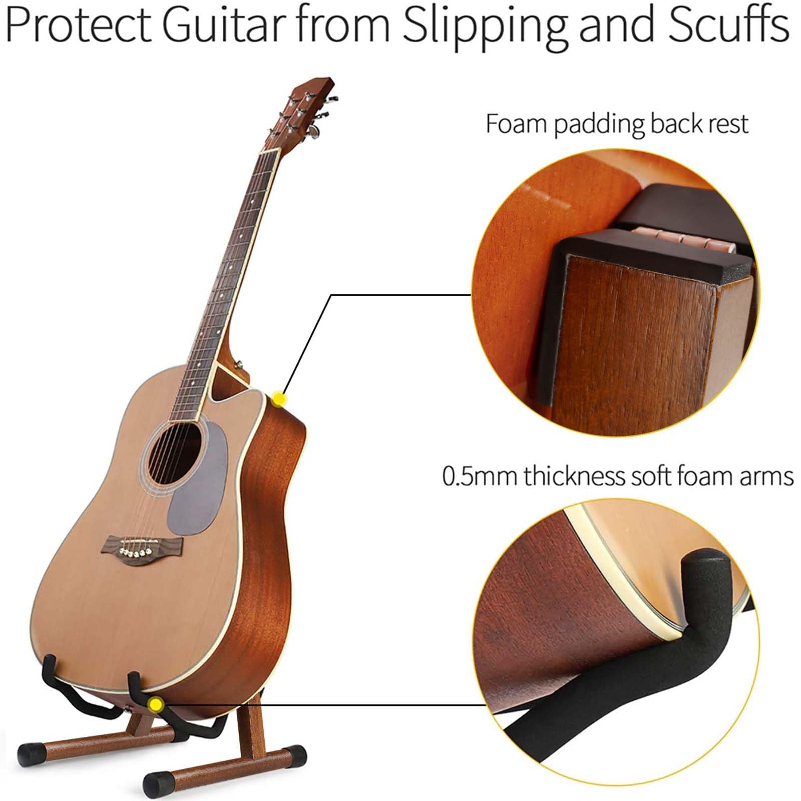 Snigjat Guitar Stand Walnut, Sturdy Acoustic Guitar Stand, Adjustable Electric Guitar Stand, Guitar Display Stand Guitar Floor S