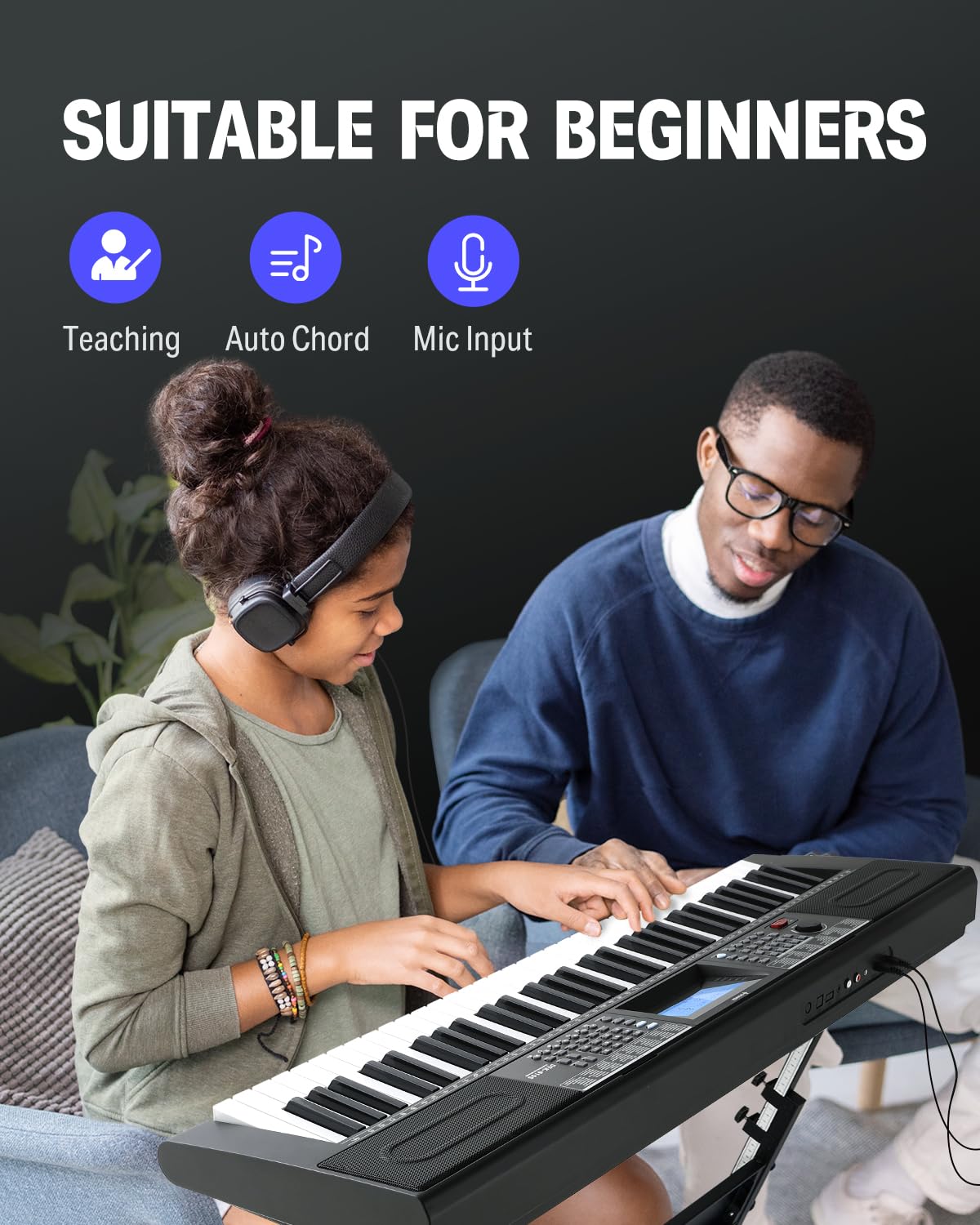 Donner 61 Key Keyboard Piano, Electric Piano Keyboard Kit With 249 Voices, 249 Rhythms   Includes Piano Stand, Stool, Microphone