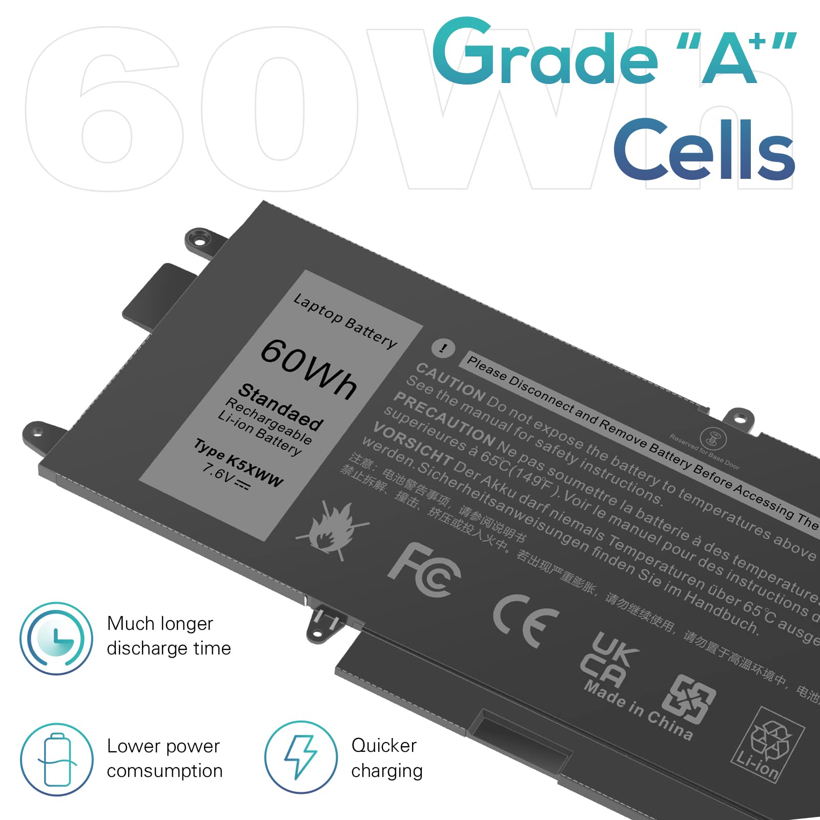 Asuncell 60Wh K5Xww Battery For Dell Latitude 5289 7389 7390 2 In 1 Series Notebook L3180 P29S001 P29S002 Laptop 6Cyh6 71Tg4 725