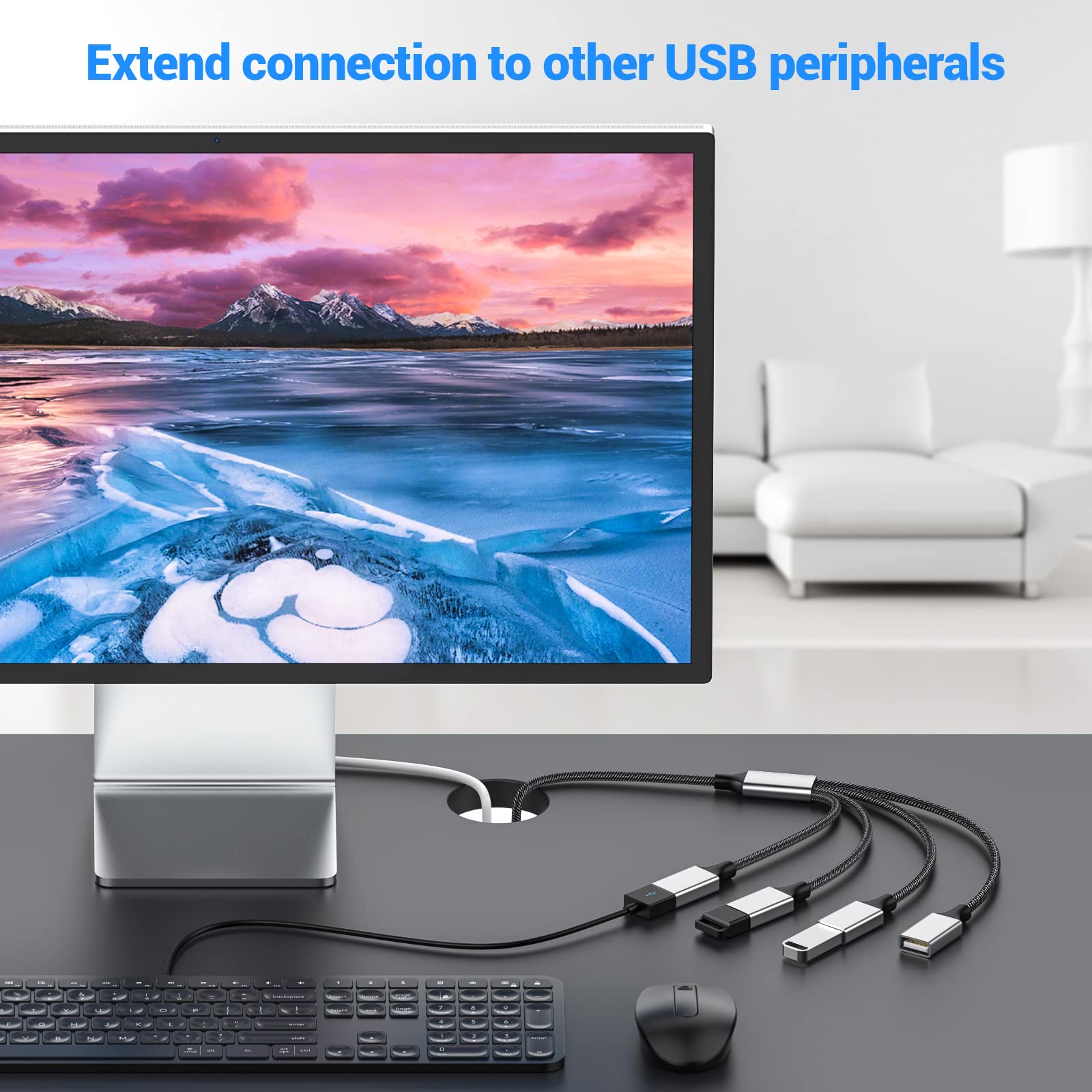 Mogood 4 In 1 Usb Splitter Cable,Usb To Usb Cable Adapter,Usb To 4 Usb Adapter,Splitter 4 Usb Cable,Usb Power Split Adapter For