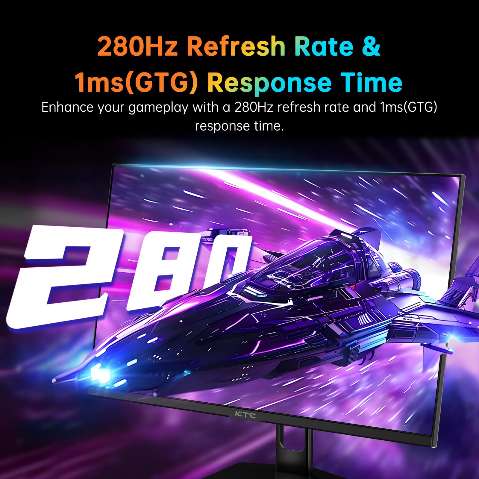 Ktc 27 Inch 280Hz Gaming Monitor, Fhd 1080P 240Hz Pc Computer Monitor, Fast Va Panel, 1Ms Gtg, Freesync G Sync Compatible, Hdr S