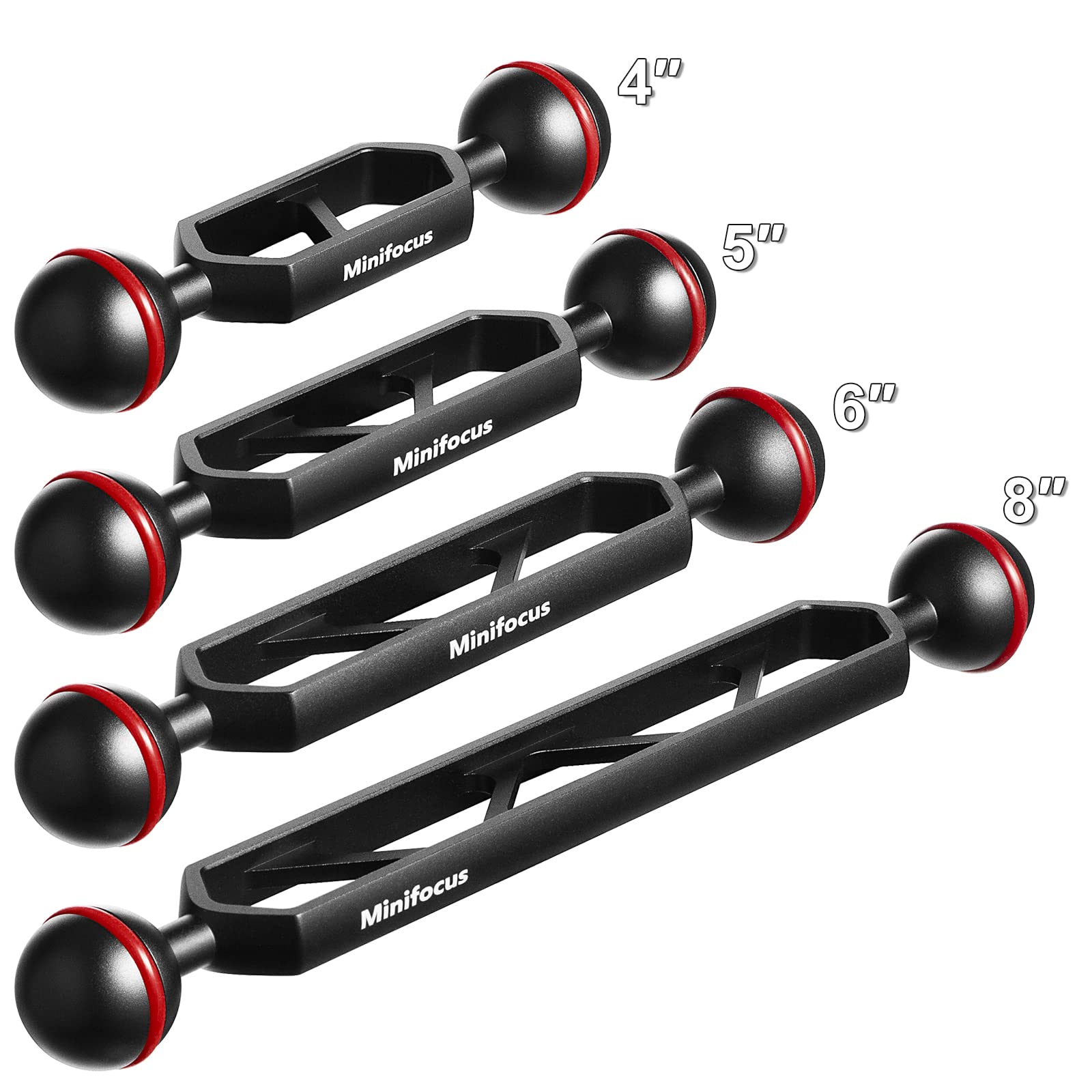 Minifocus 5'' Double Ball Aluminum Extension Arm, 1'' Ball Head Connector Underwater Cnc Arm System Ball Head Extension For Stro