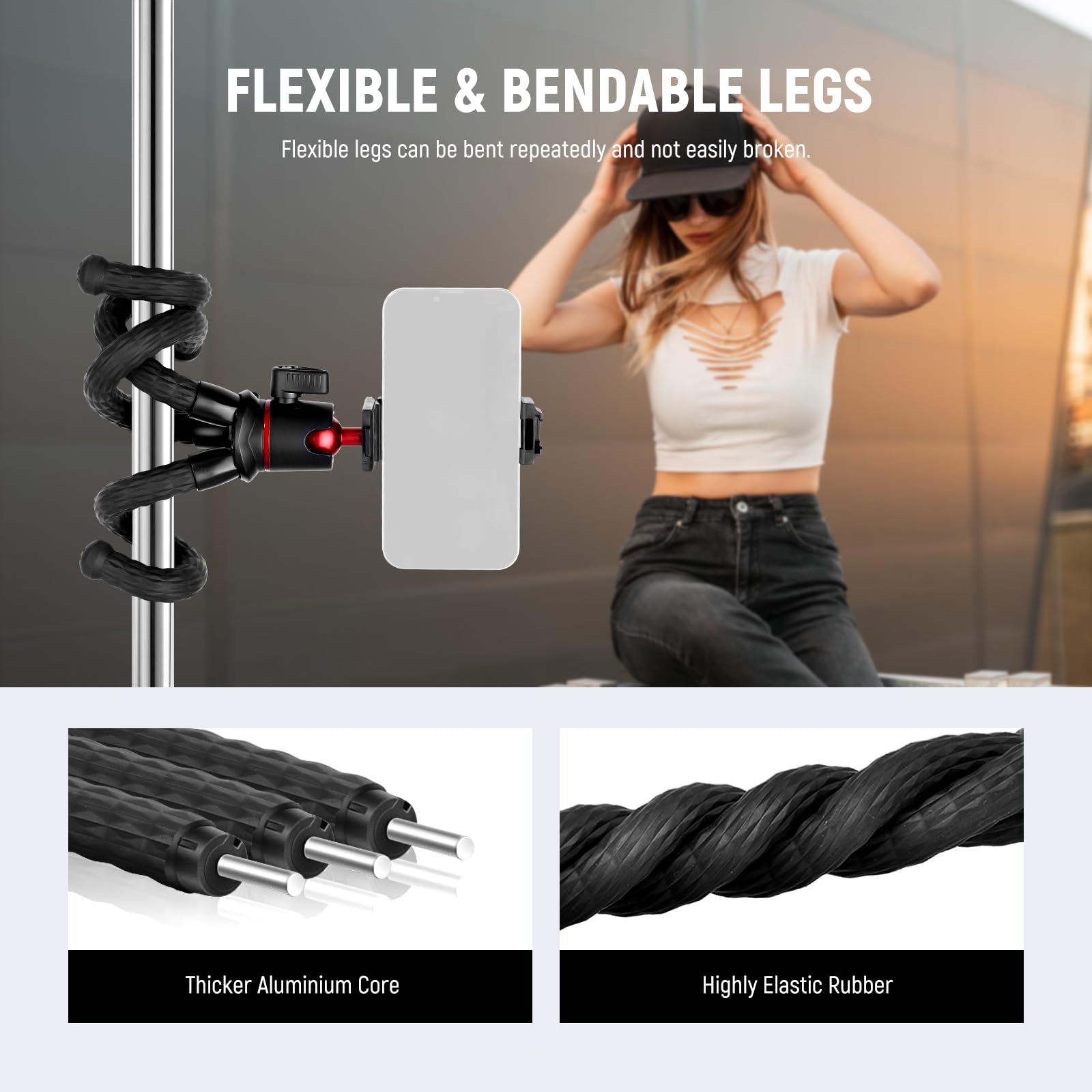 Neewer Camera Tripod With Remote, Mini Flexible Tripod Stand With Action Camera Mount Adapter For Hero 12 11 10 9, Hidden Phone