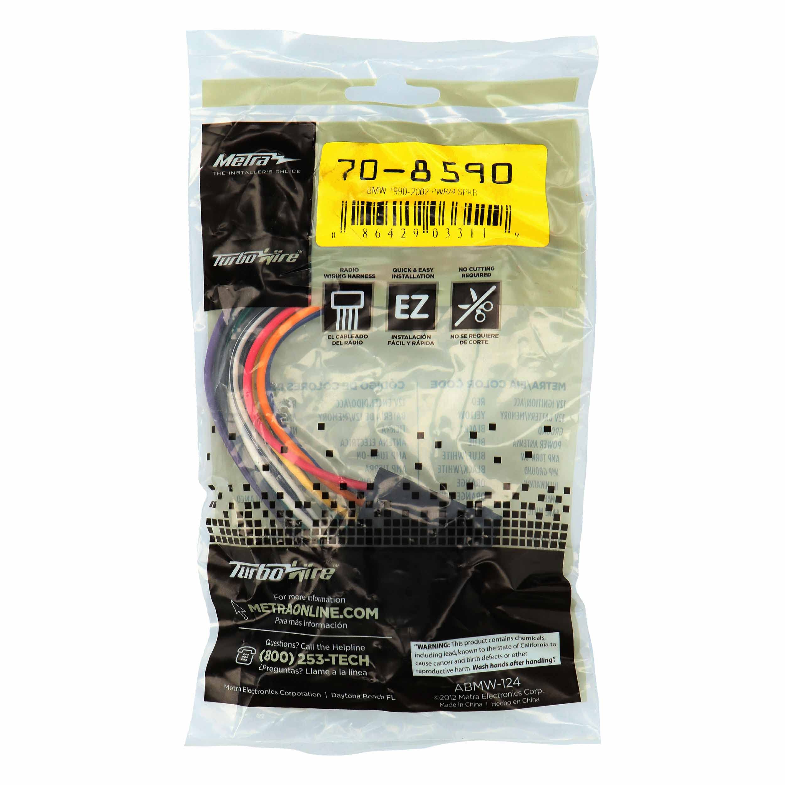 Metra 70 8590 Radio Wiring Harness For Bmw 90 02 Power/4 Speaker