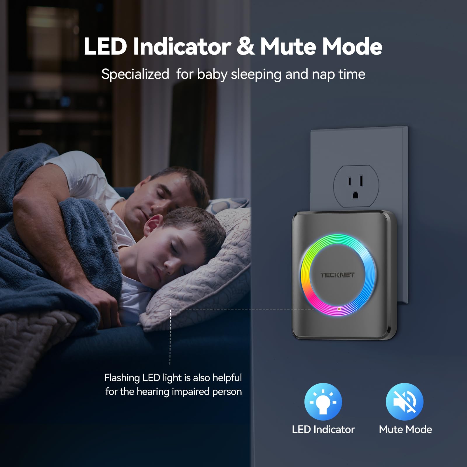 Tecknet Wireless Doorbells For Home, Ip65 Waterproof 1,970Ft 120Db Door Bell Ringer Wireless For Classroom With 60 Chimes & 5 Vo