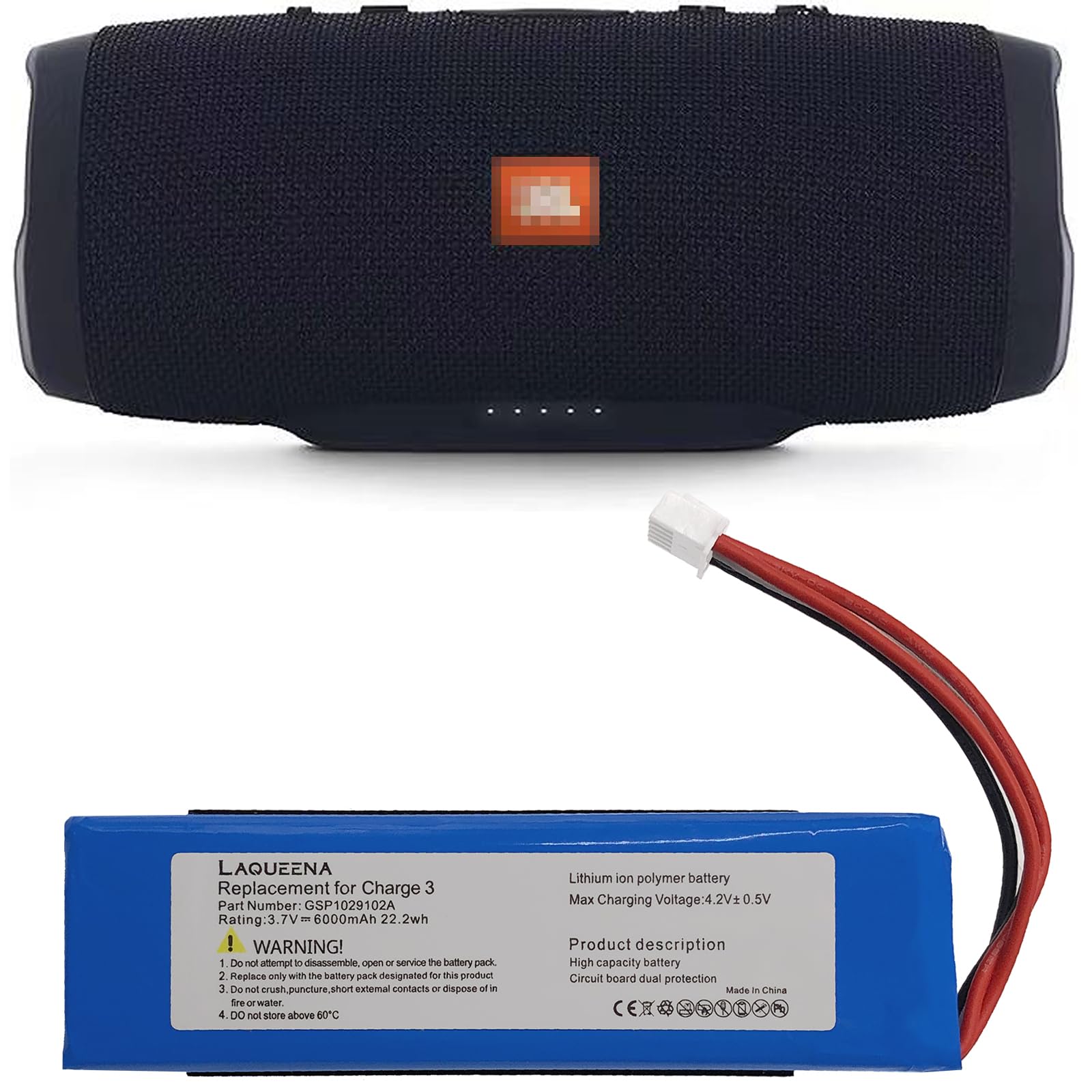Laqueena Gsp1029102A 6000Mah Battery Compatible With Jbl Charge 3 Waterproof Bluetooth Speaker With Tools Battery Part No Charge