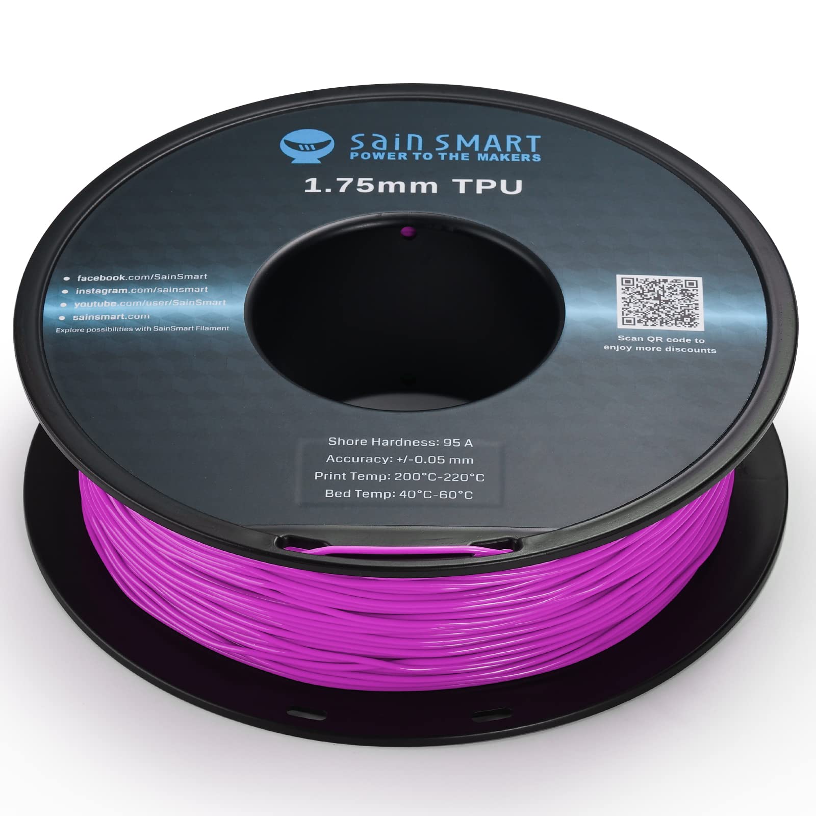 Sainsmart Neon Color Tpu, 1.75Mm Flexible Tpu 3D Printer Filament 800G, Dimensional Accuracy +/  0.05 Mm, Neon Magent