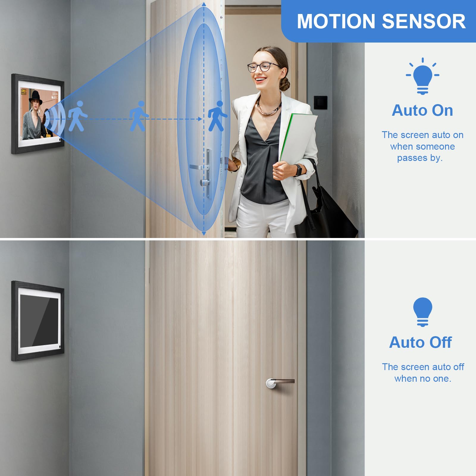 Digital Picture Frame 32G Wifi   10 Inch Digital Photo Frame With Motion Sensor. Free App Share Photos And Videos With Touch Scr