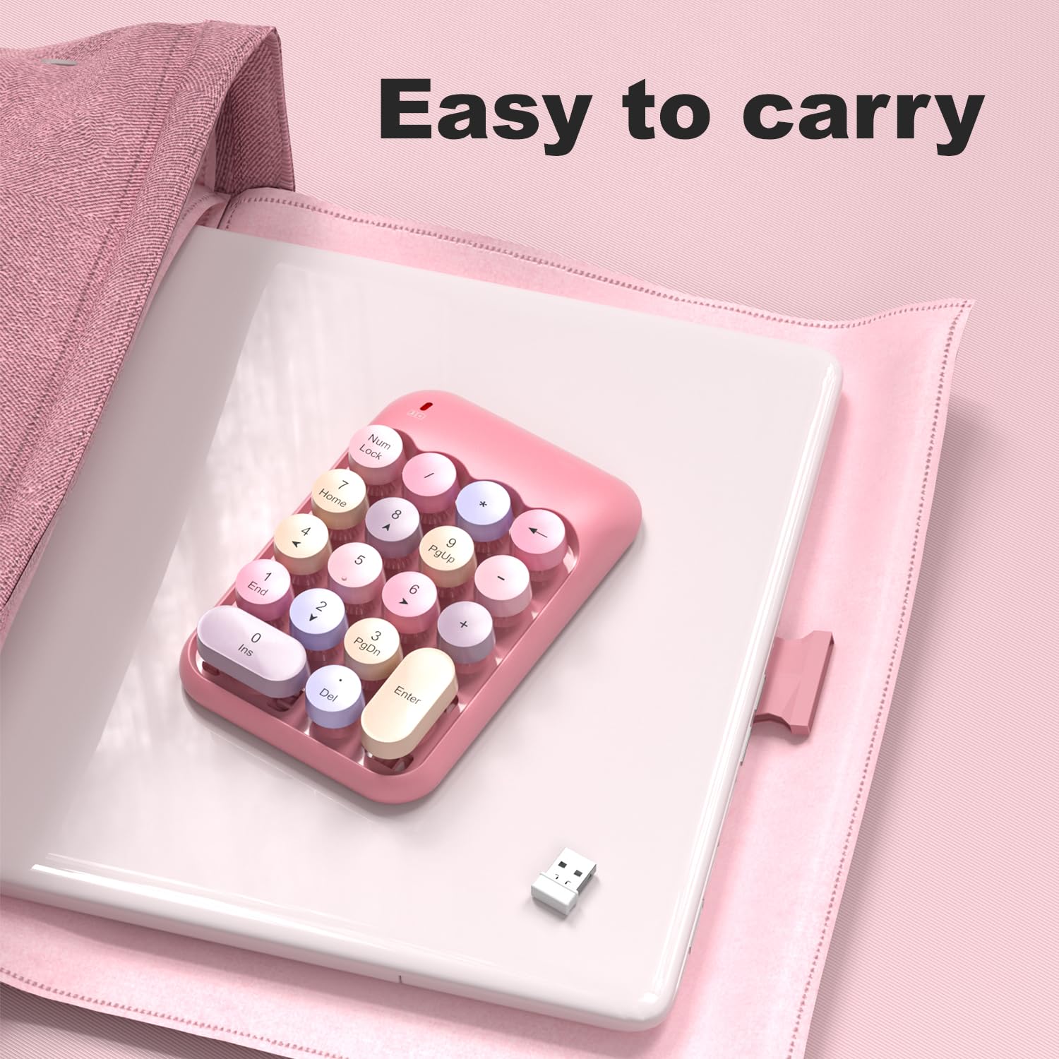 Mofii Wireless Number Pads   Pink Numeric Keypad 18 Keys Usb 2.4G Round Keycap Colorful Extensions Keypads, Financial Accounting
