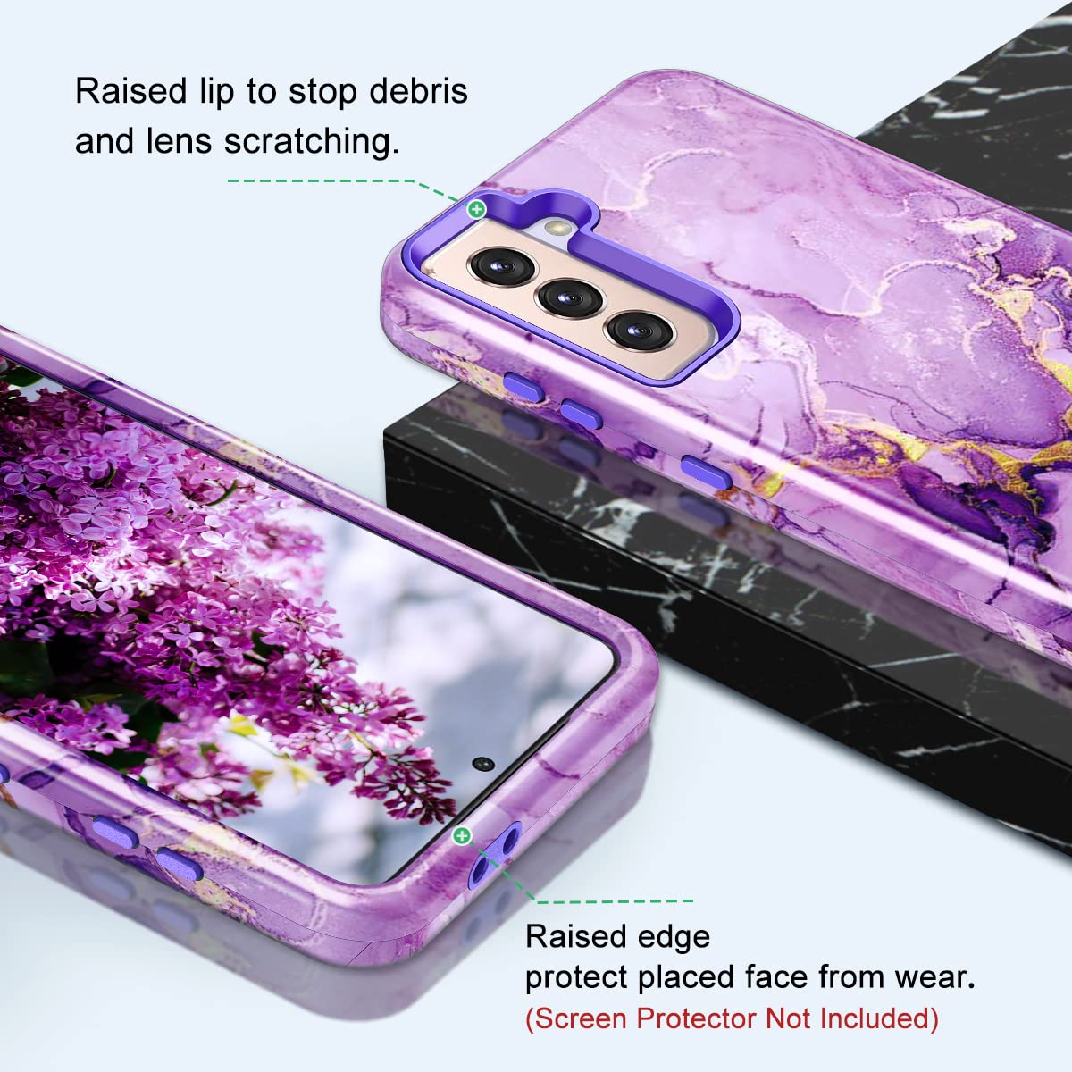 Lamcase For Galaxy S21 5G Case, Heavy Duty Shockproof Hybrid Hard Pc Soft Tpu Bumper Three Layer Drop Protection Anti Fall Cover