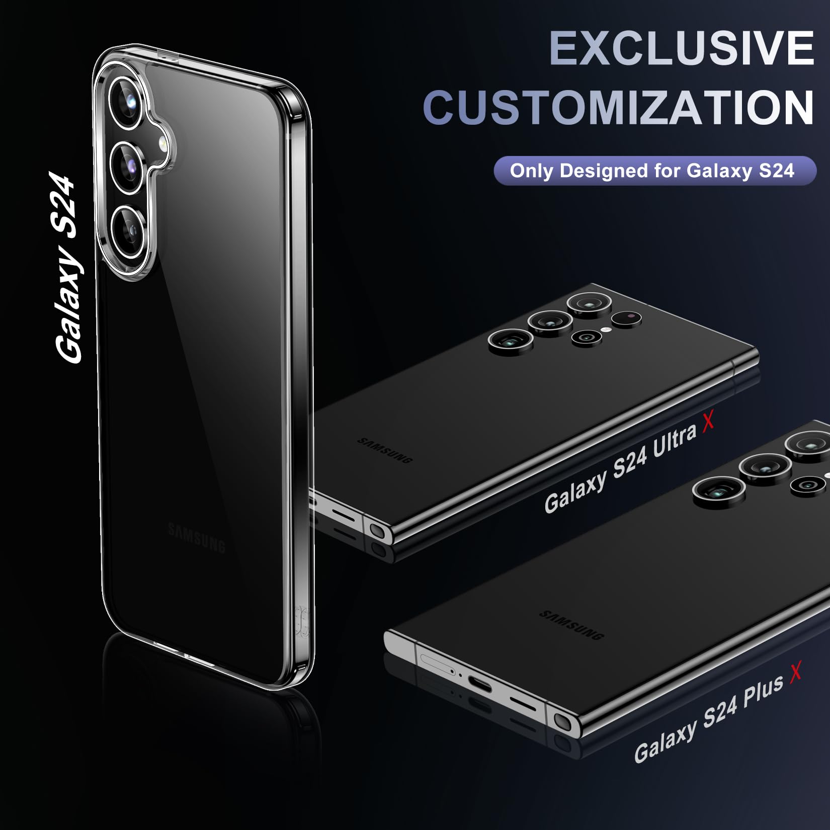 Red2Fire For Samsung Galaxy S24 Case Clear, [Non Yellowing] [Slim Thin] [Military Grade Drop Protection] Lightweight Shockproof