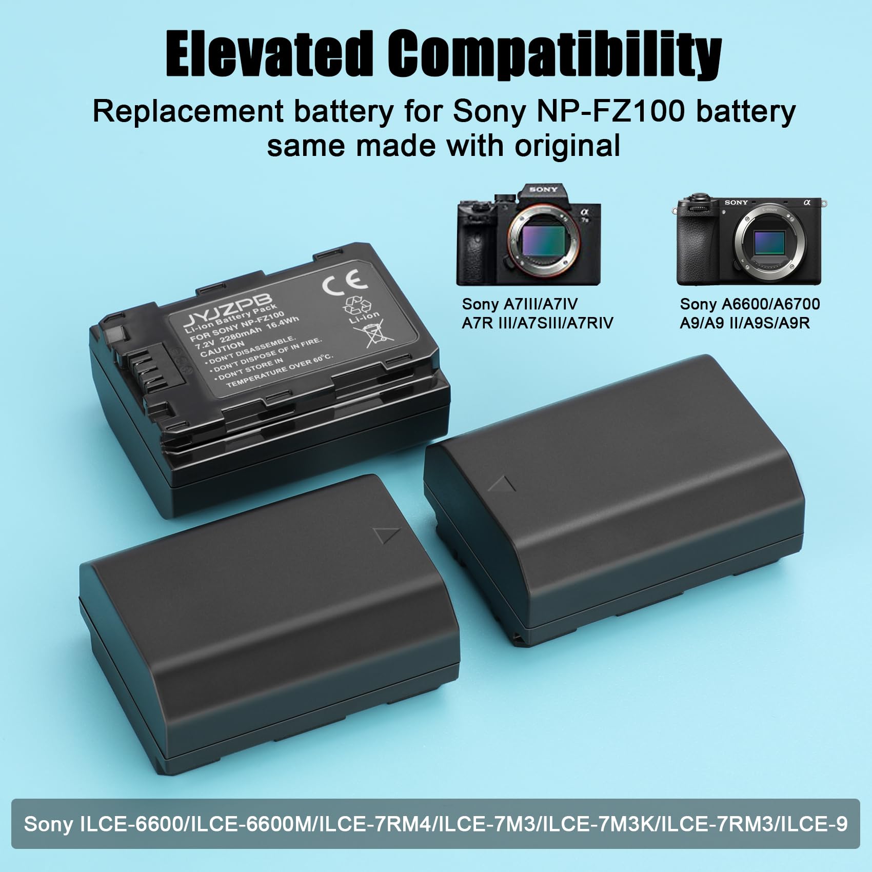Jyjzpb 3 Pack Np Fz100 Replacement Battery For Sony A7Iii, A7Iv, A7R Iii, A9, A6600, A6700, A9S, A7R3, A7S Iii, A7R Iii, And Tri