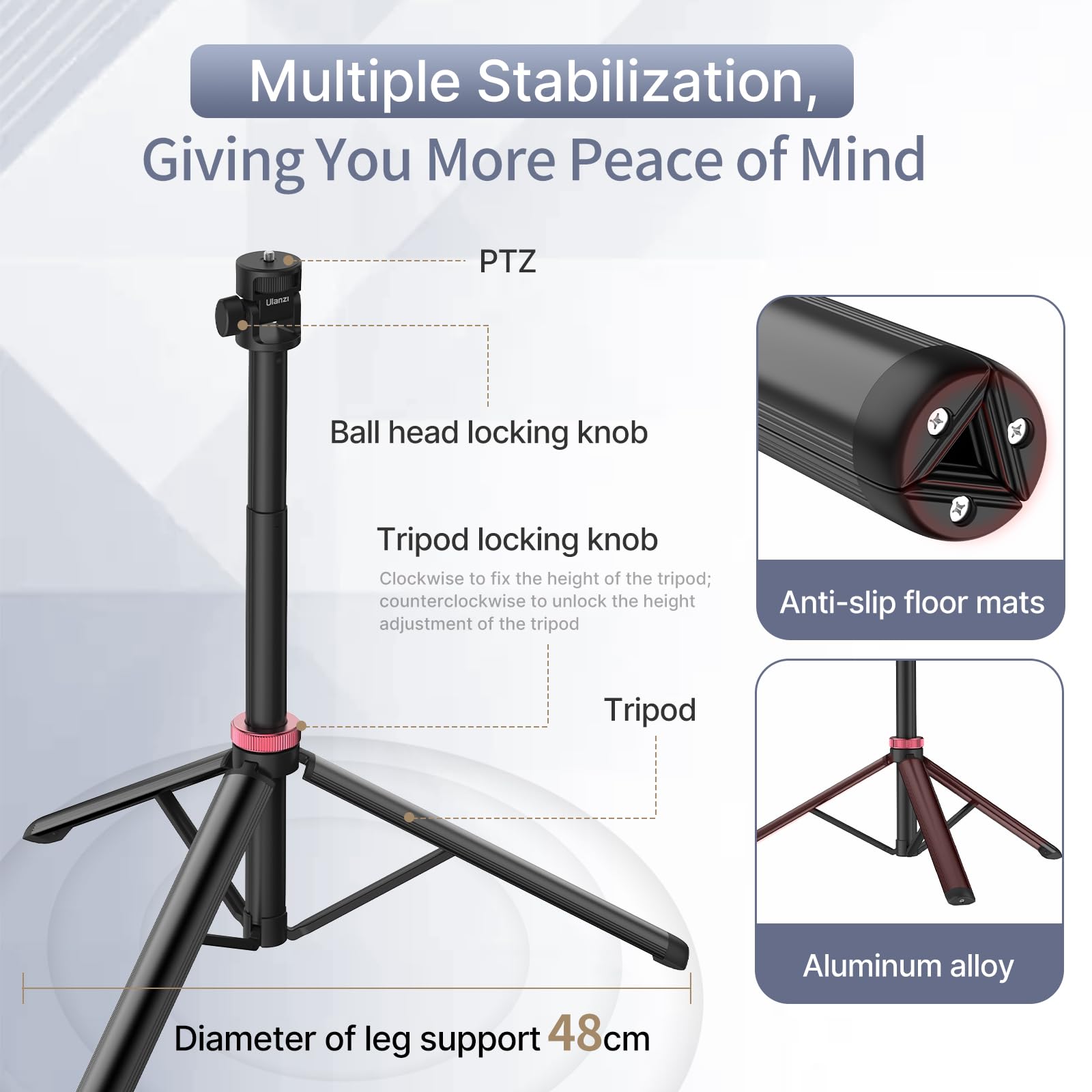 Ulanzi Mt-79 Extendable Tripod Aluminum, 81 Portable Adjustable Light Stand With 1/4 Screw, 360 Ball Head Camera Phone Tripod Fo