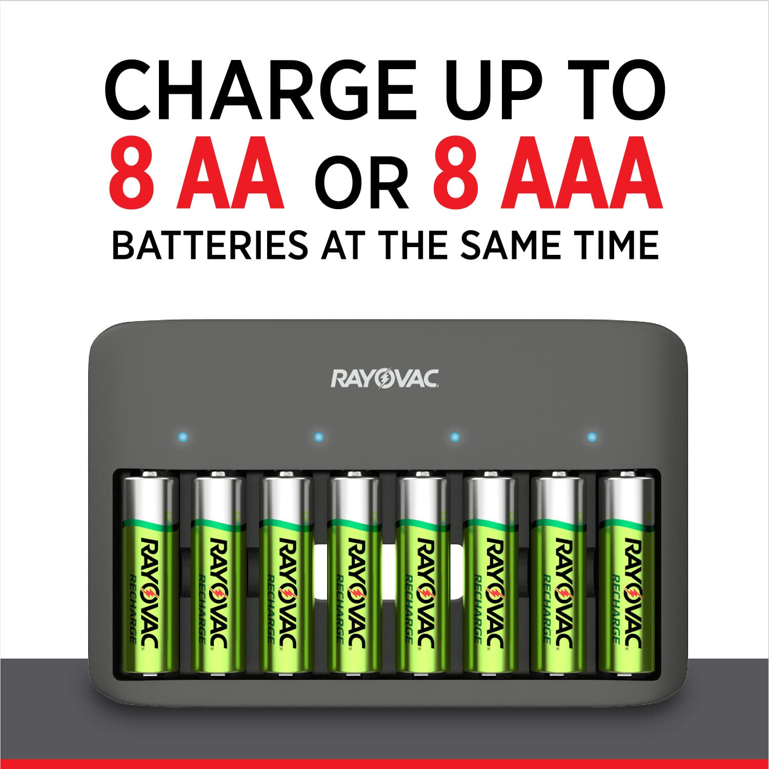 Rayovac Usb Battery Charger, 8 Bay Charger For Rechargeable Batteries, 1 Count