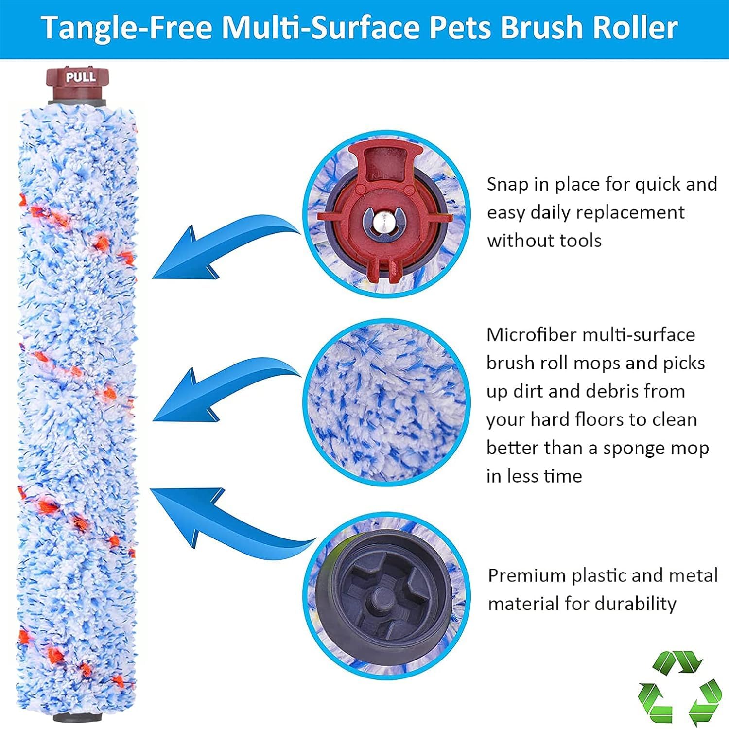 Tablenco For Bissell Crosswave Vacuum Cleaner Replacement Parts 4 Pack 1868 Bissell Crosswave Multi Surface Brush Rolls Tangle F