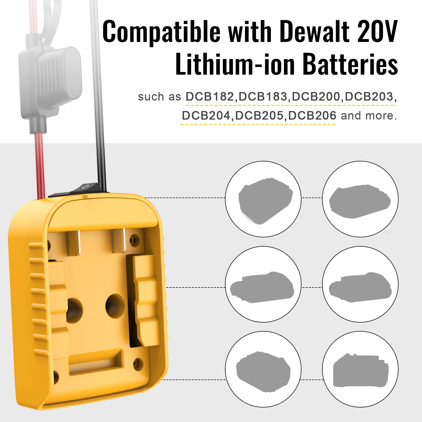 3 Packs Power Wheel Adapter Compatible With Dewalt 20V Battery, Converter Kit With Switch & Fuse & Wire Terminals & 12 Awg Wire