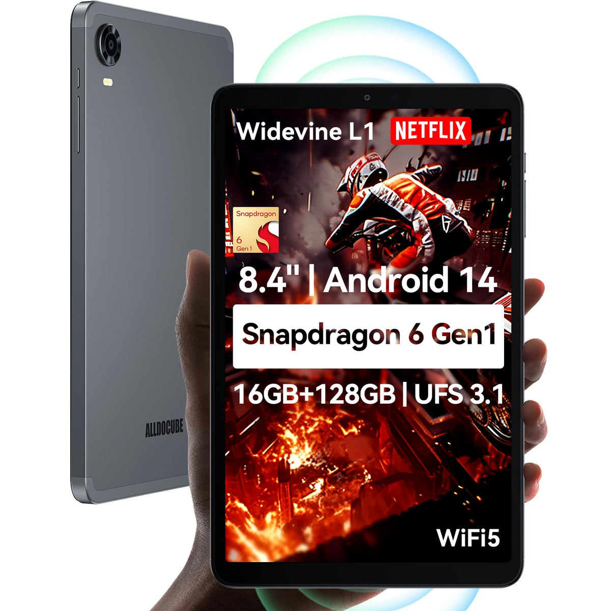 Alldocube Snapdragon 6Gen1 Tablet 8.4'' Iplay60 Mini Turbo, Android 14 Tablet, 4K Video Decoding 1920X1200 Fhd,Widevine L1, Dual