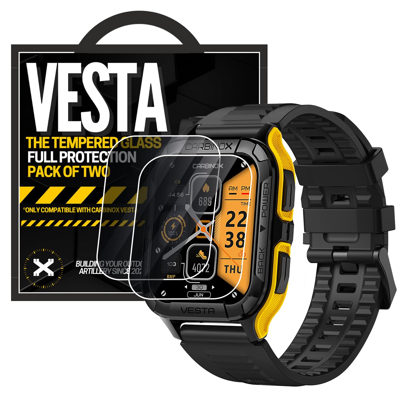 Carbinox Tempered Glass Screen Protector Compatible For Vesta Smart Watch - High Transparency, Anti Scratch, High Sensitivity, B