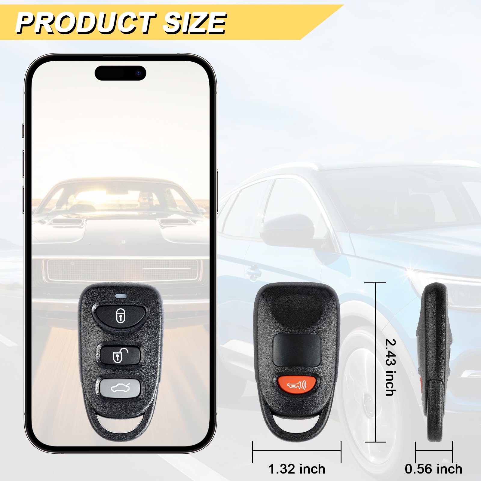 Vurkcy Key Fob Replacement For 2006-2010 Hyundai Sonata/ 07-10 Elantra Sedan Car Keyless Entry Remote Control, Osloka-310T, 4 Bu